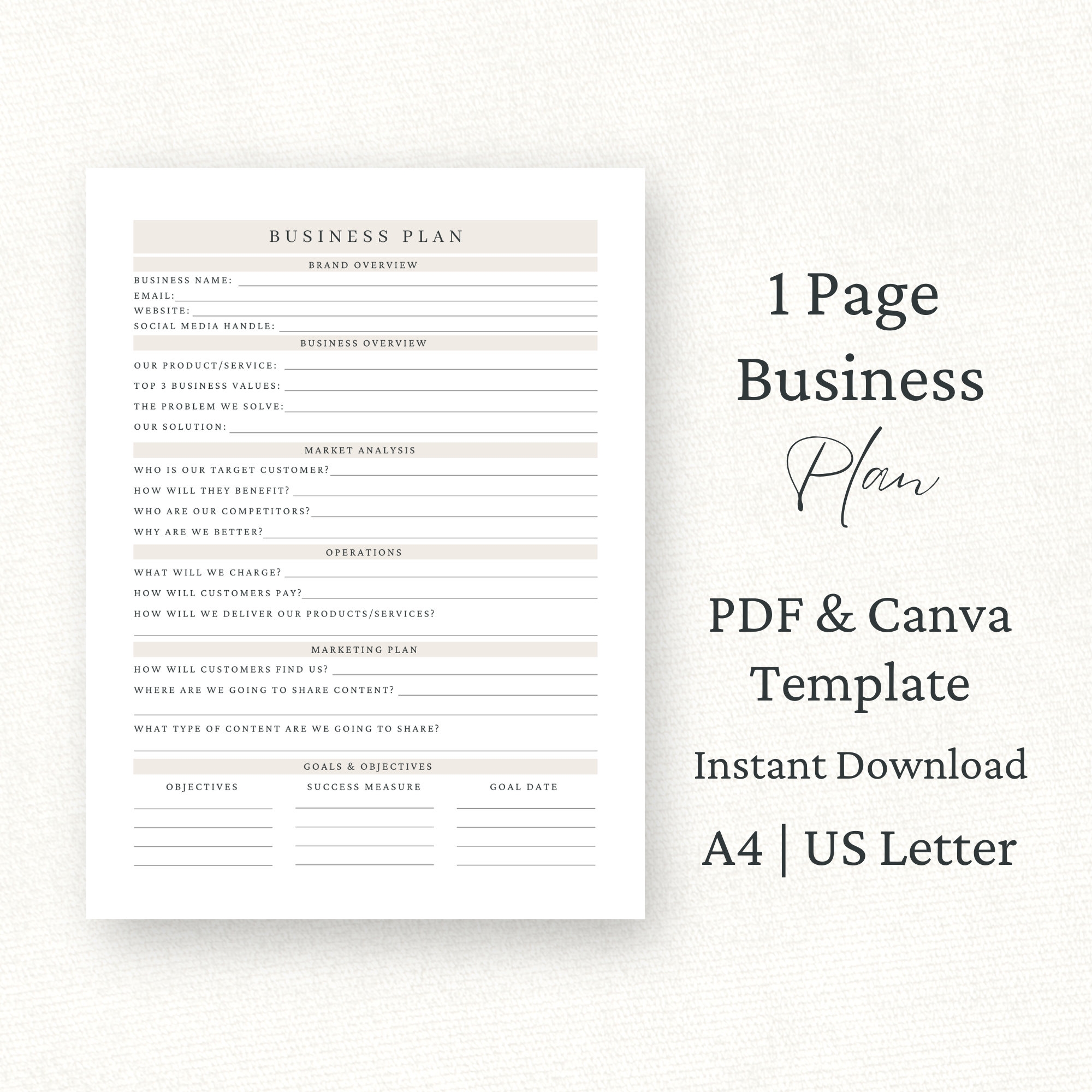 Free Printable Business Plan Worksheet