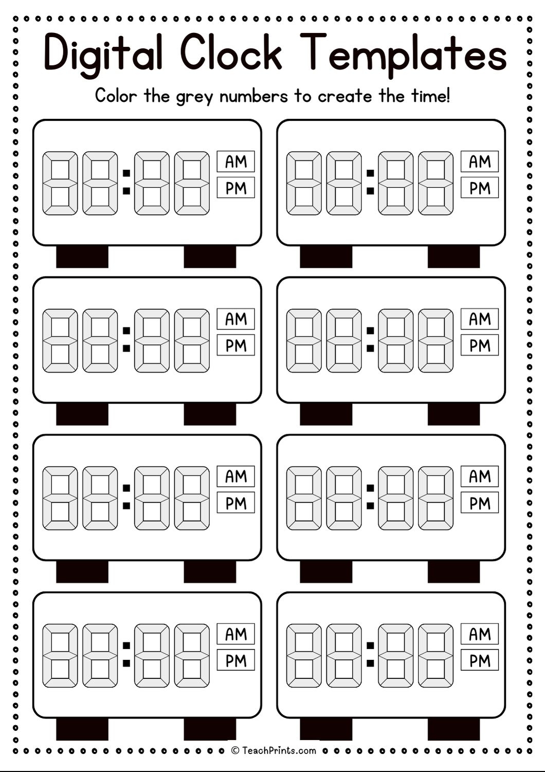 10 Free Printable Clock Face Worksheets Teach Prints