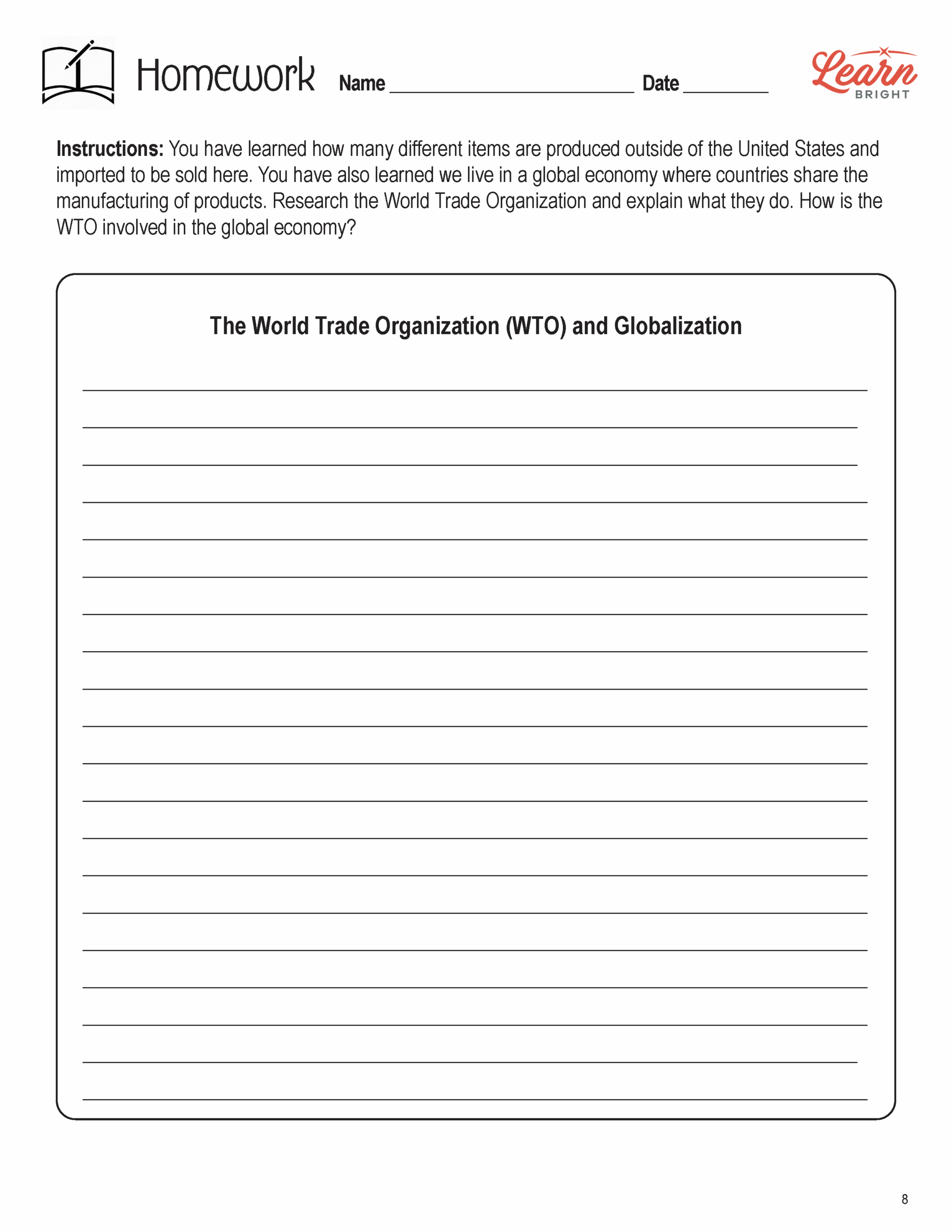 Globalization Reading Comprehension Worksheets