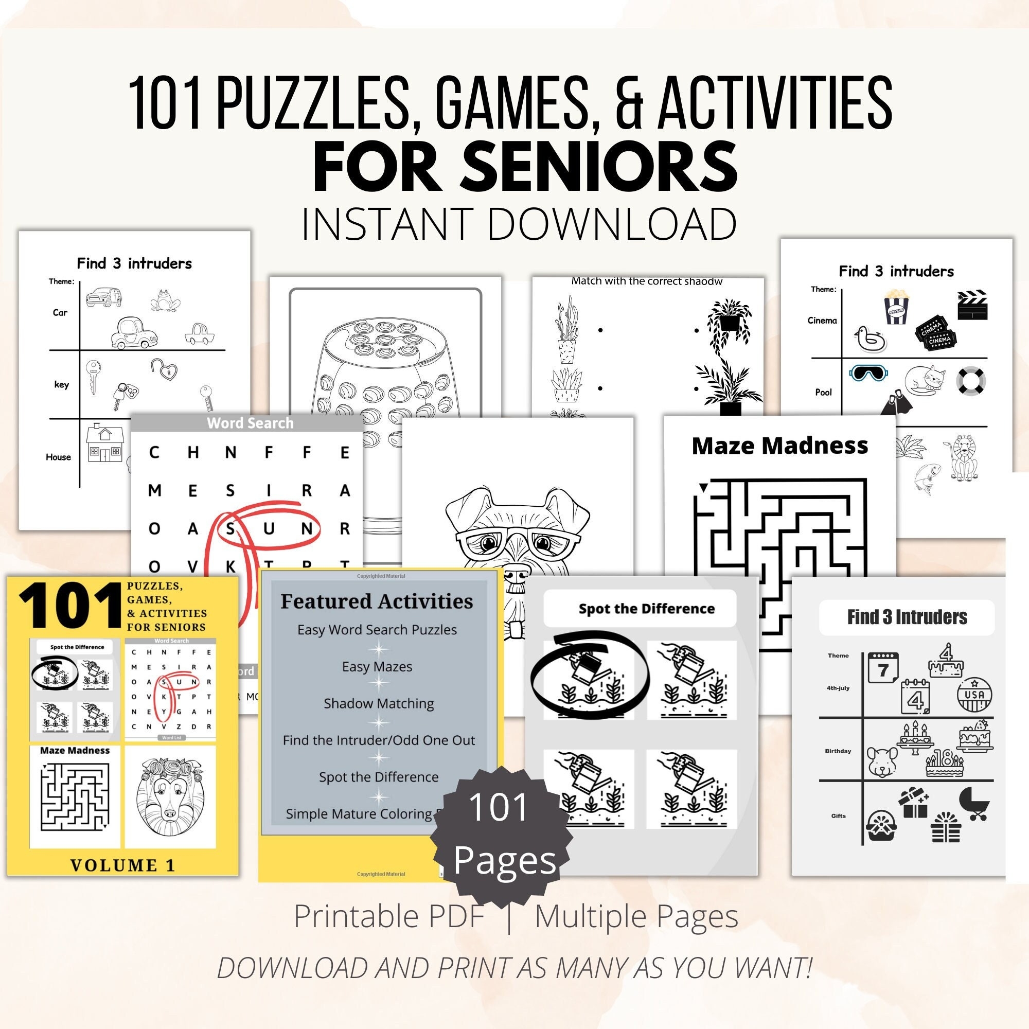 101 Puzzles Games And Activities For Seniors Volume 1 Large Print Fun Easy Activities Ideal For Those With Alzheimer s Dementia Parkinson s Memory Loss And Aging Minds Book 