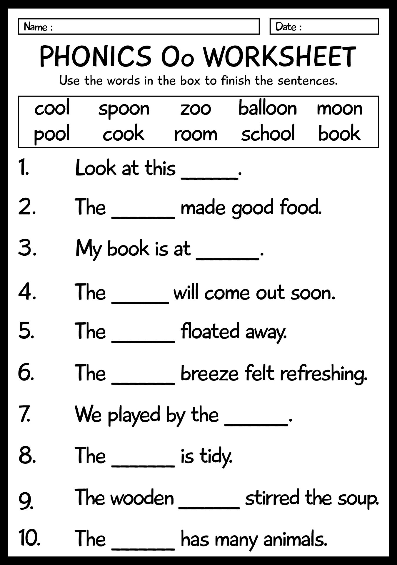 11 Phonics Oo Words Worksheets For First Grade Free PDF At Worksheeto