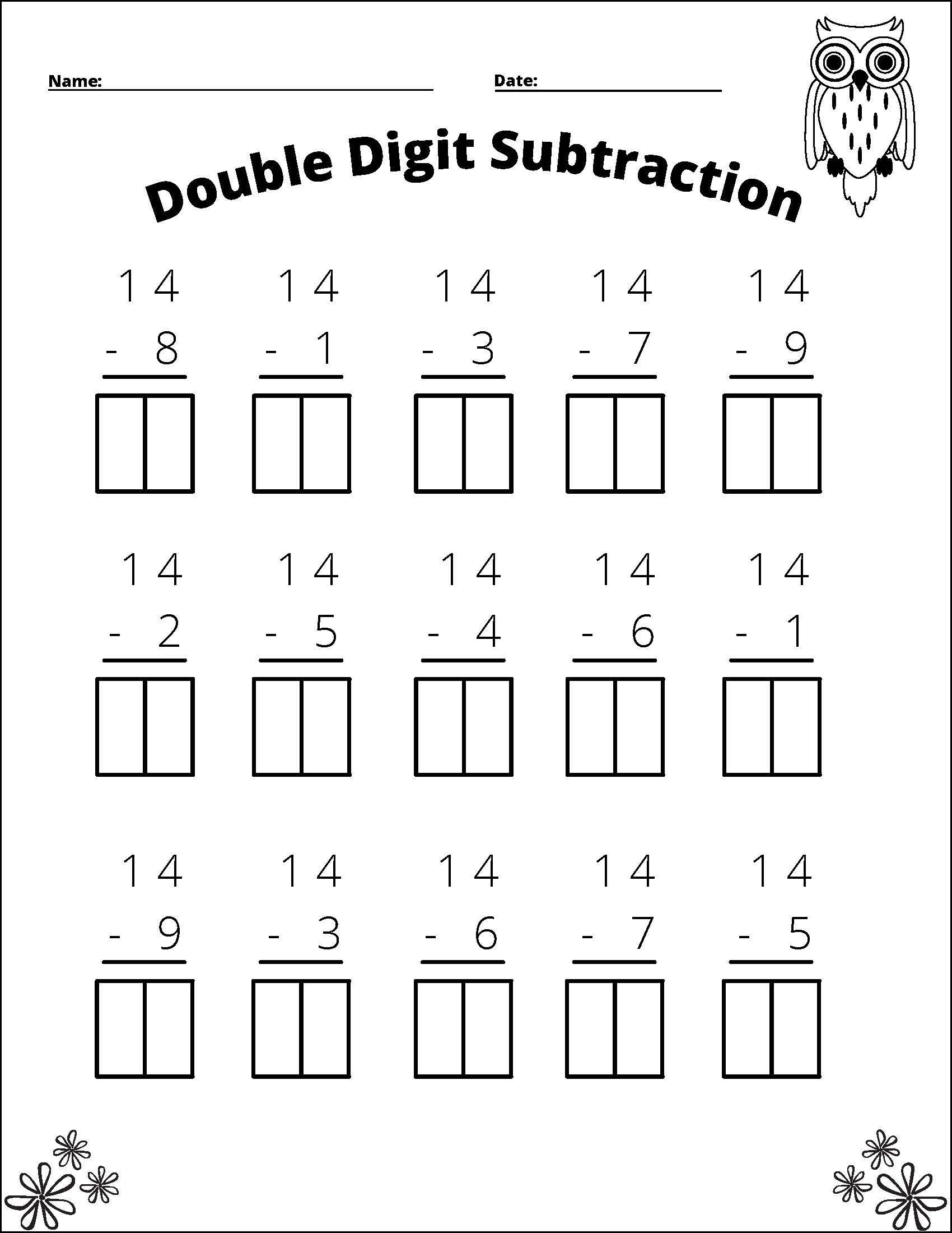 Free Printable Doubles Minus One Worksheets