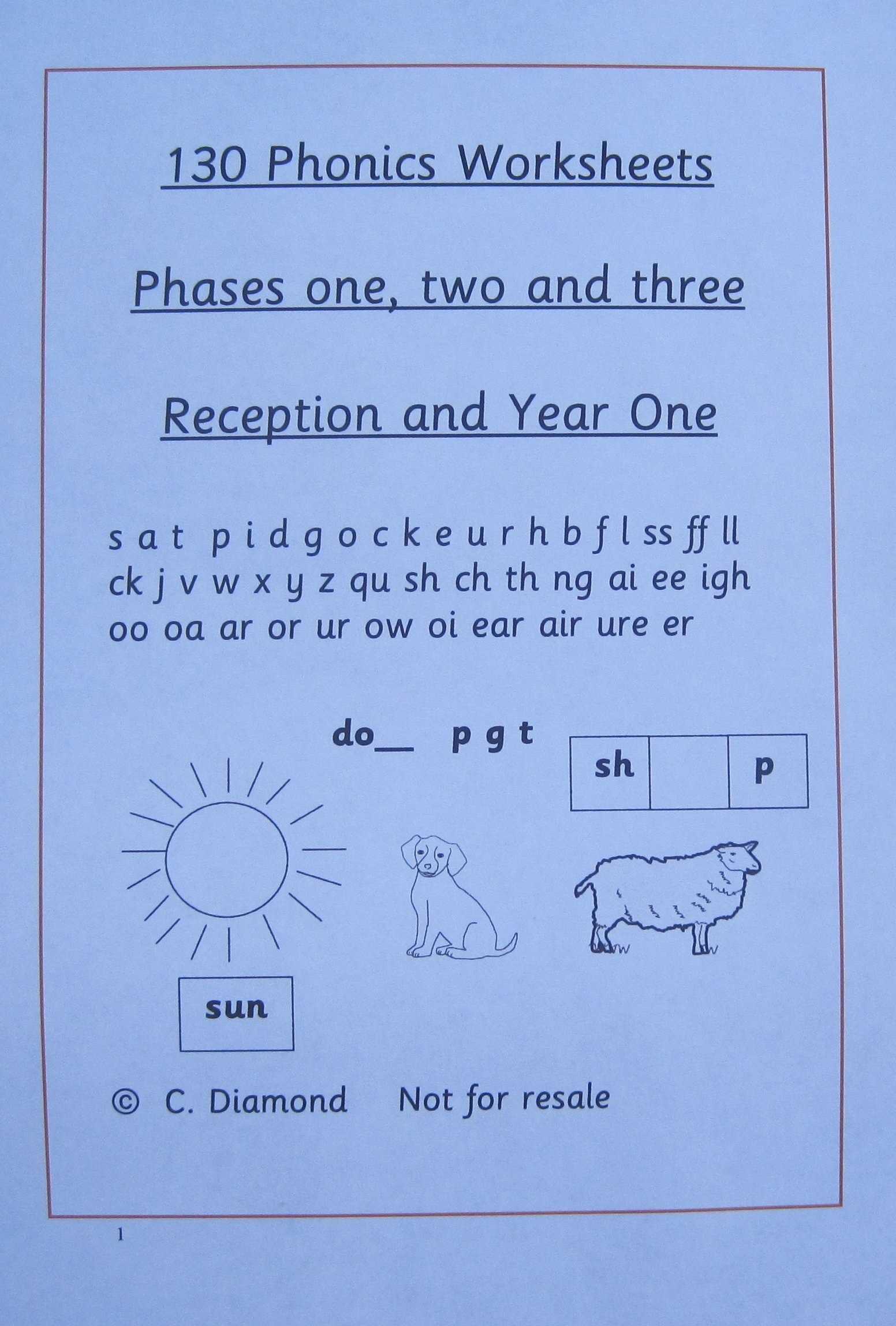 130 Phases 1 3 Phonics Worksheets For Ages 4 6 Years Pdf File To Print Out Amazon co uk Everything Else
