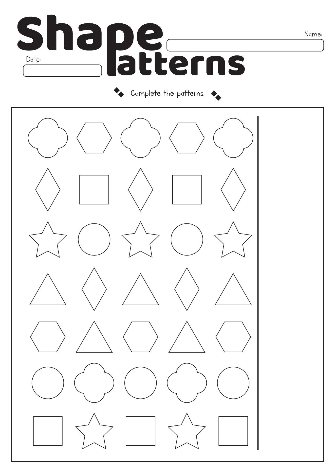 15 1st Grade Pattern Worksheets Printables Free PDF At Worksheeto