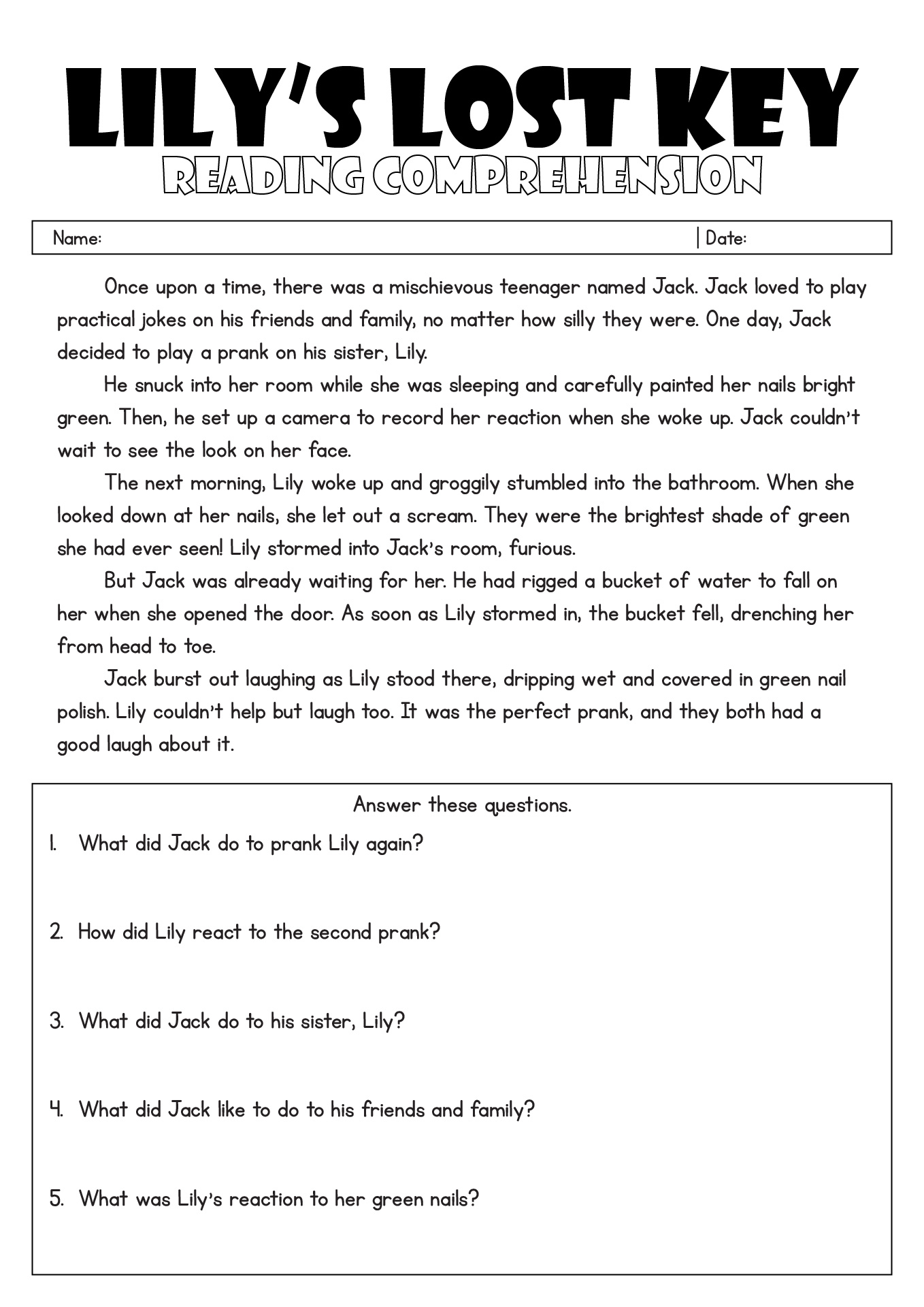 Grade 9 Reading Comprehension Worksheets Pdf