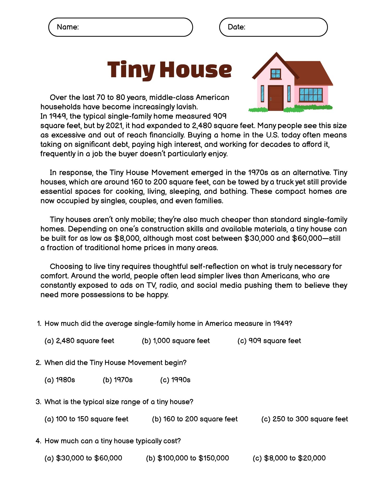 9th Grade English Reading Comprehension Worksheets