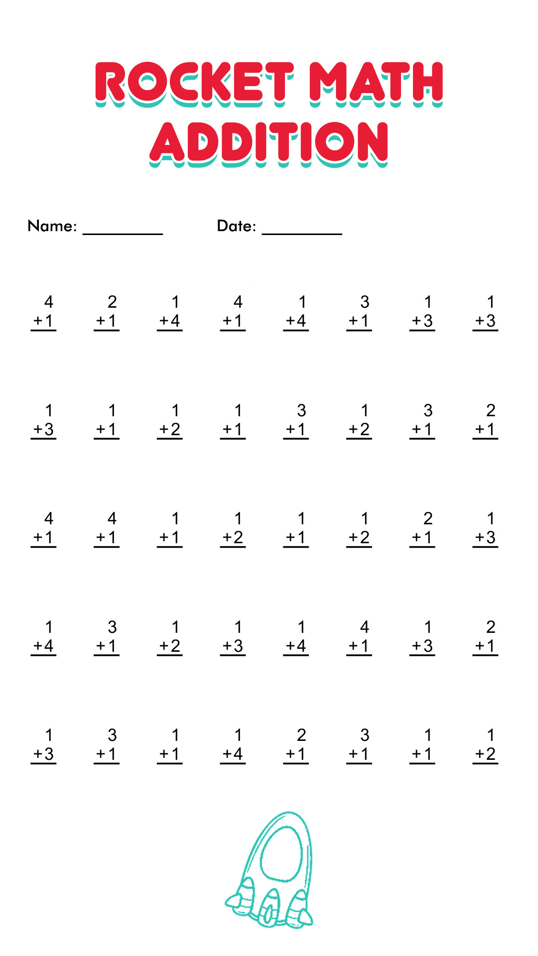 Free Printable Rocket Math Worksheets