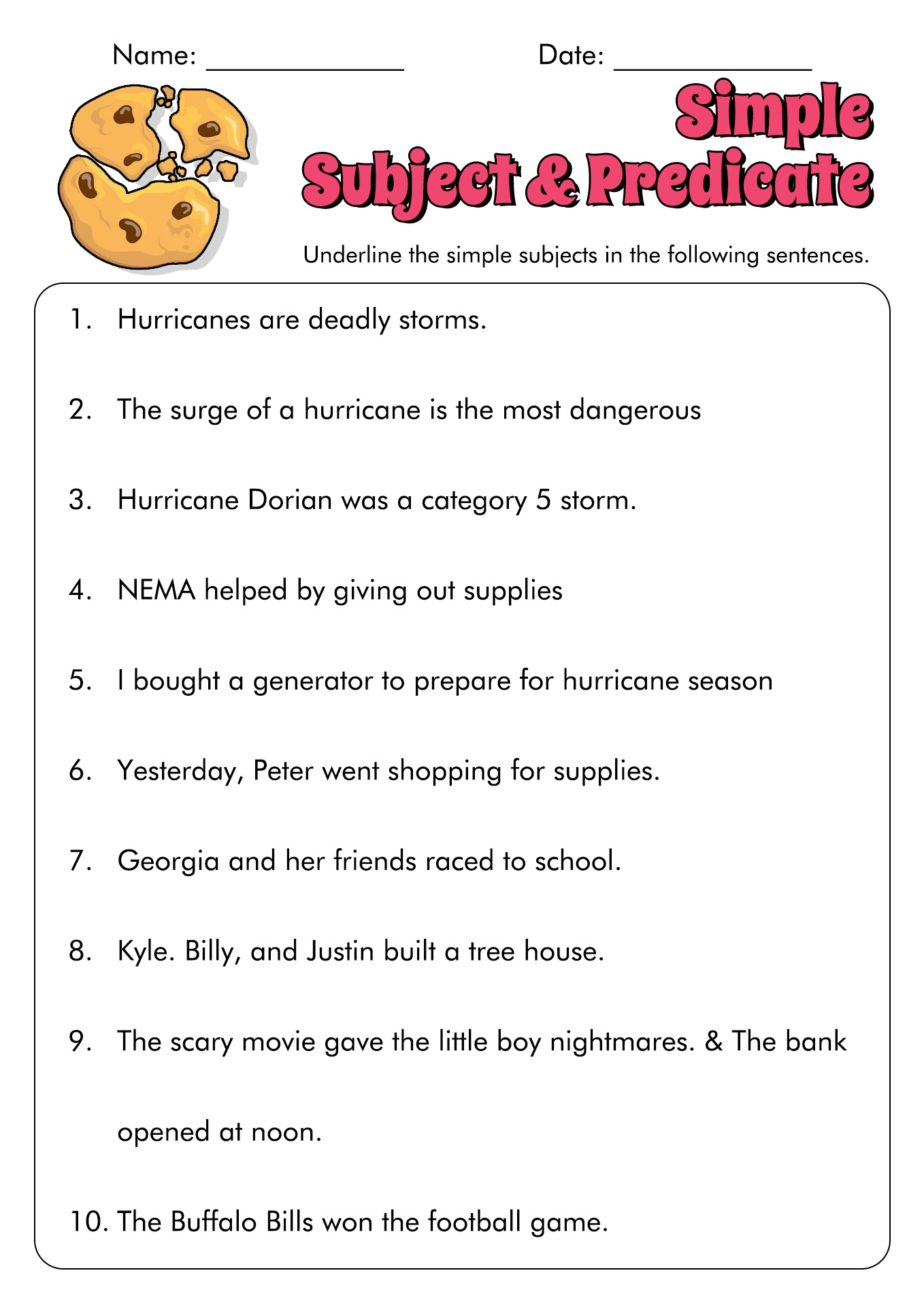 16 Subject And Predicate Worksheets Free PDF At Worksheeto