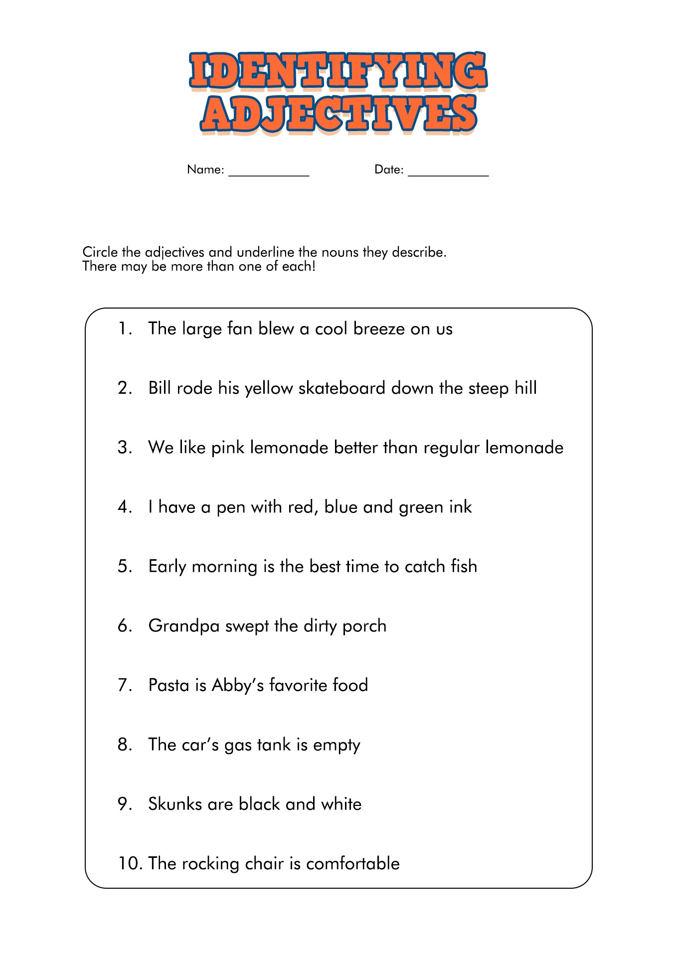 Third Grade Grammar Worksheets Free Printable