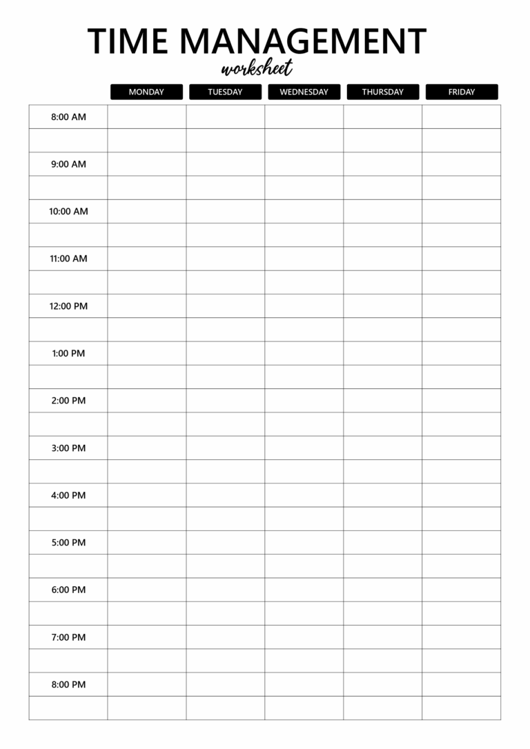 18 Time Management Schedule Worksheets Free PDF At Worksheeto Worksheets Library