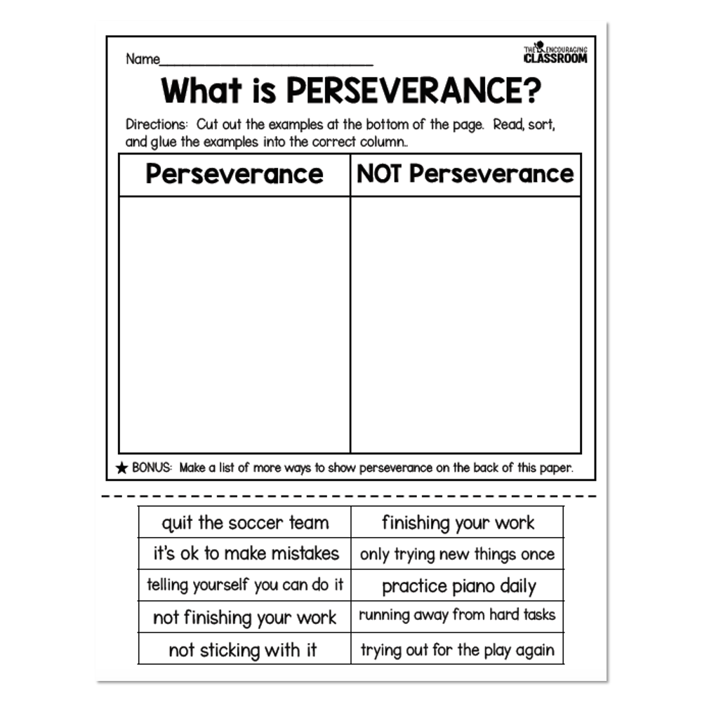 1st And 2nd Grade Social Emotional Learning Perseverance Unit 