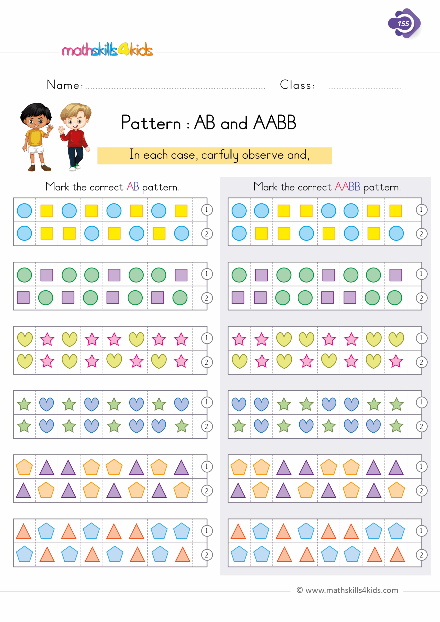 1st Grade Free Printable Pattern Worksheets Fun U0026 Engaging Activities