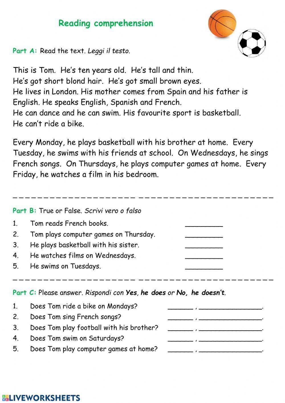 2 972 Reading Comprehension English ESL Worksheets Pdf U0026 Doc 