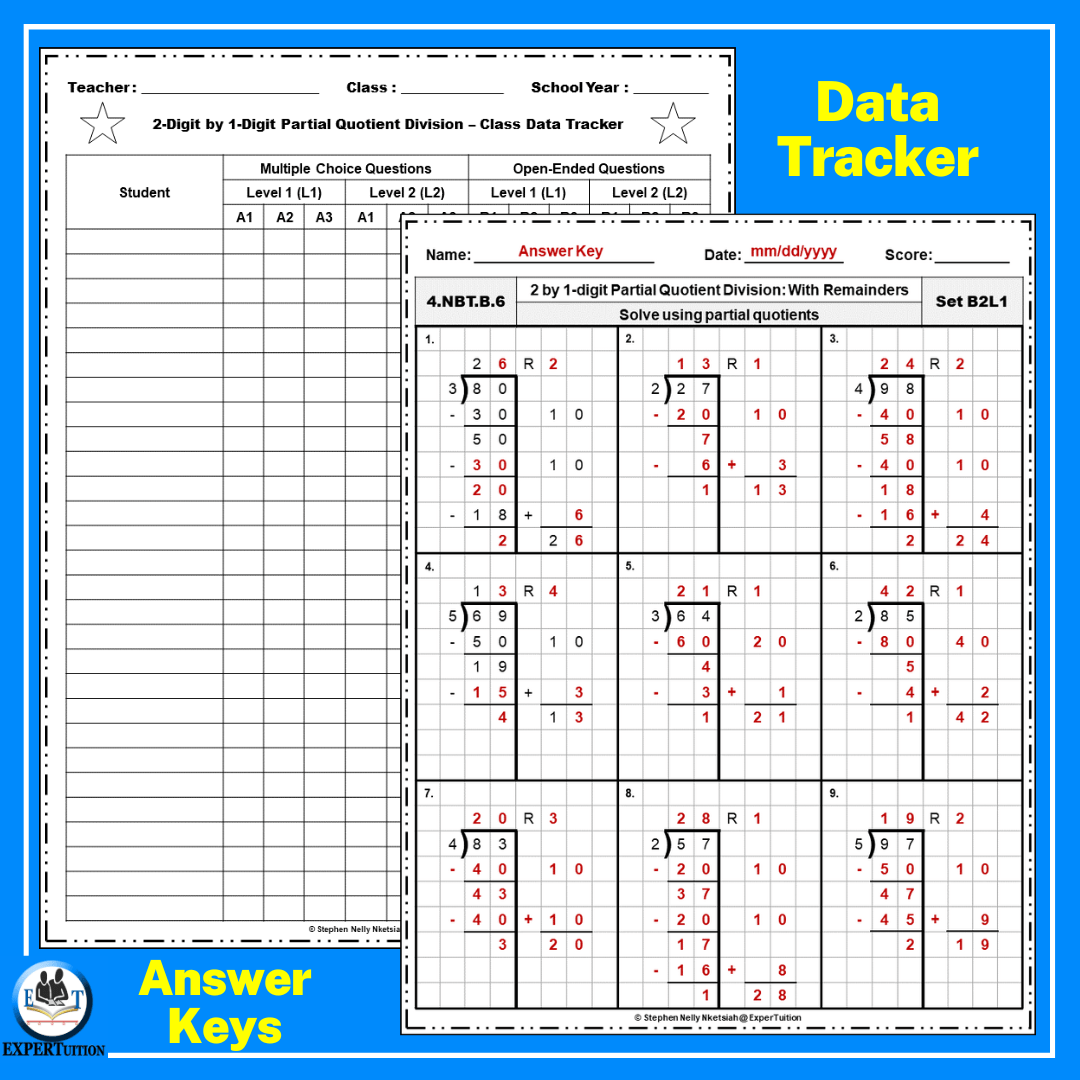 Free Printable Partial Quotient Division Worksheets