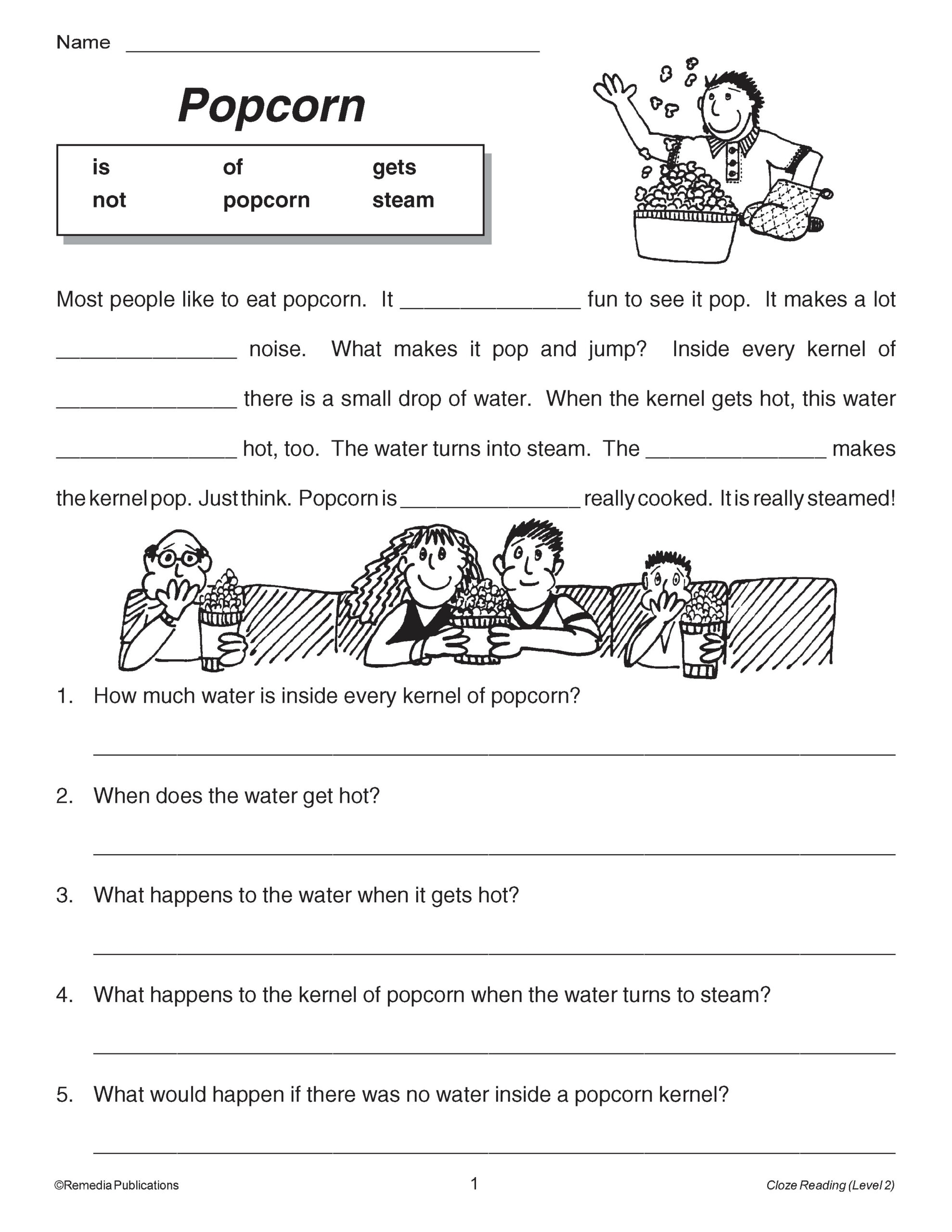 Free Printable Cloze Worksheets Grade 2