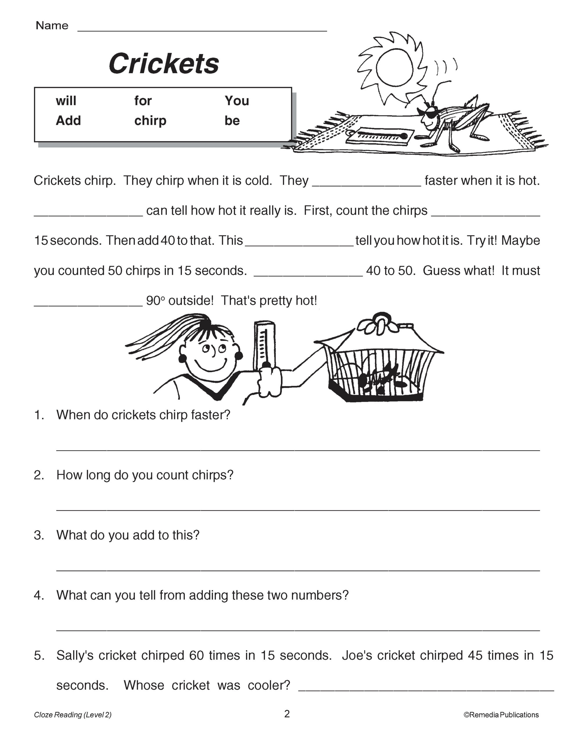 Free Printable Cloze Paragraph Worksheets