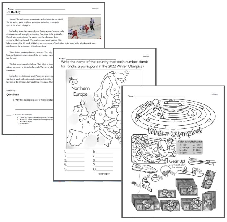 2022 Winter Olympics Worksheets For Kids EdHelper EdHelper