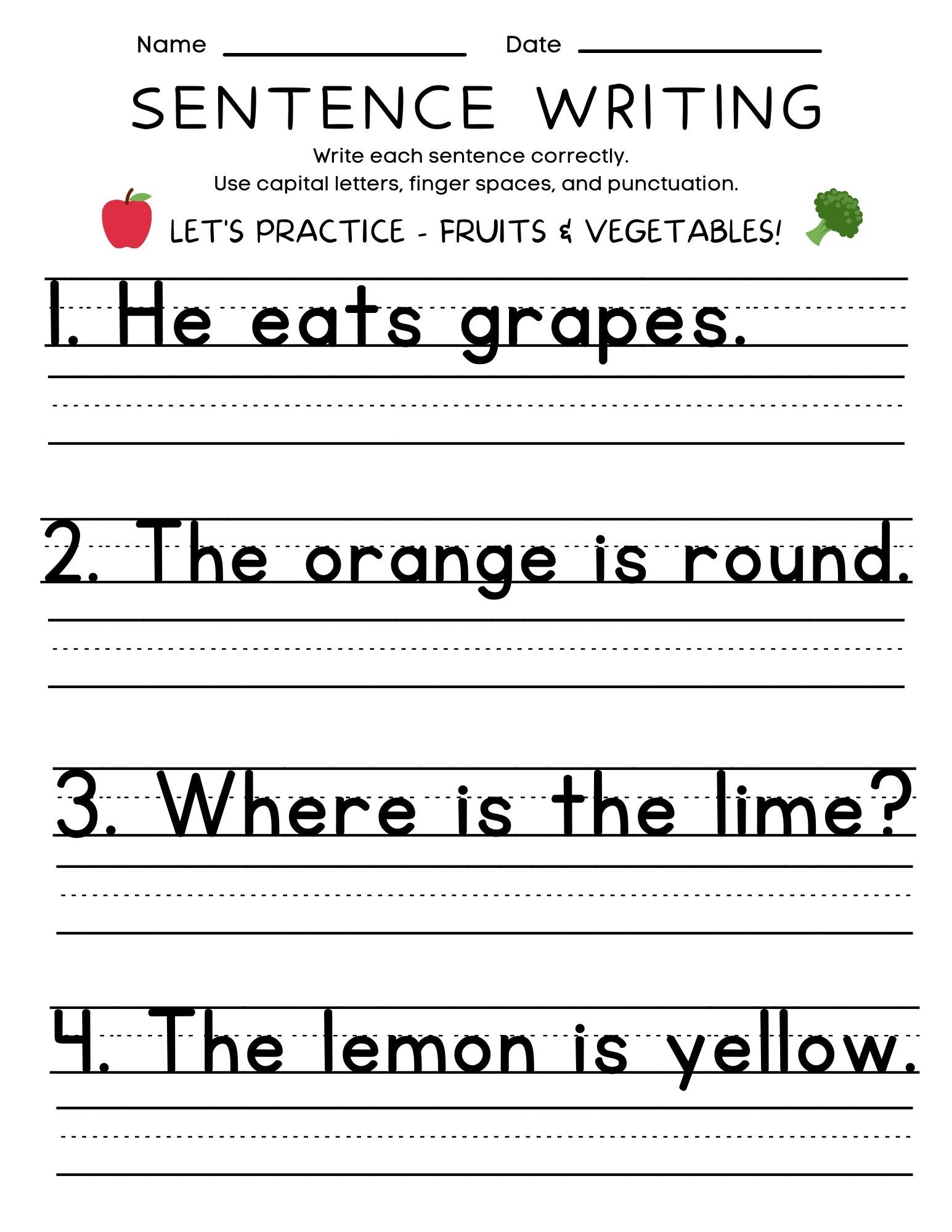 25 THEMED Printable Sentence Writing Worksheets Write The 