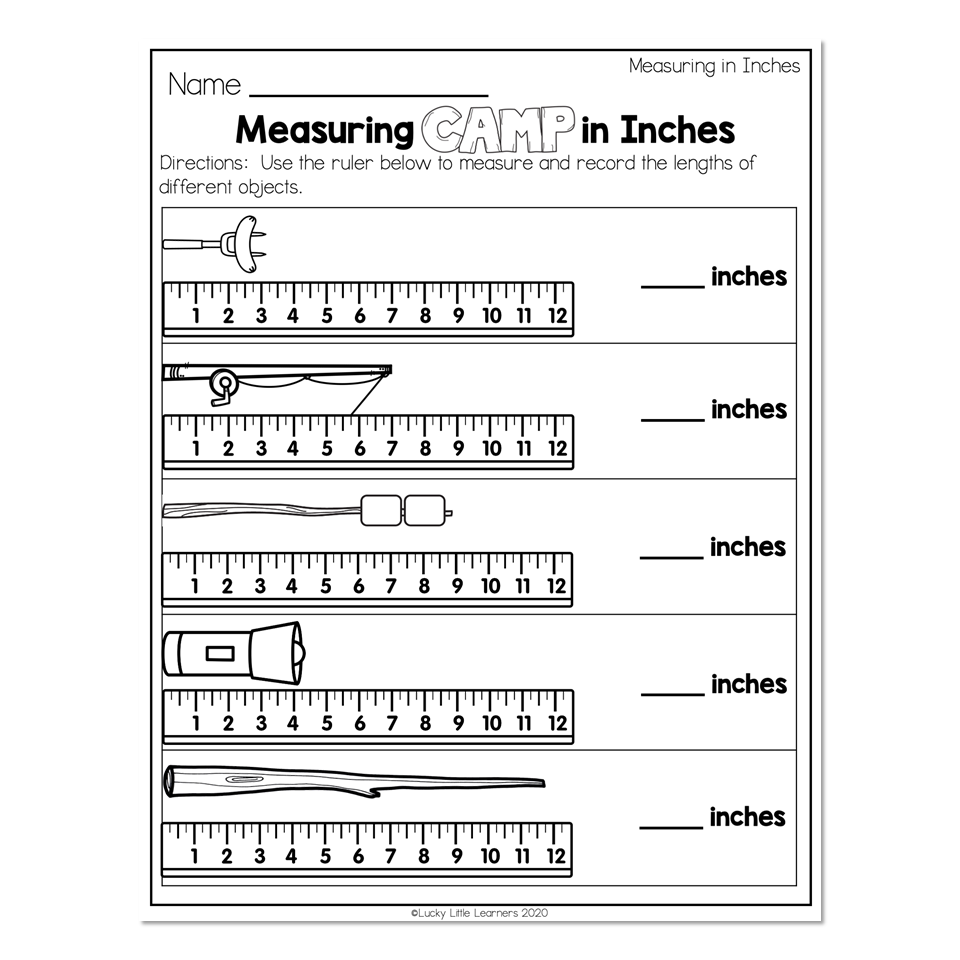 2nd Grade Math Worksheets Measurement Measuring In Inches 