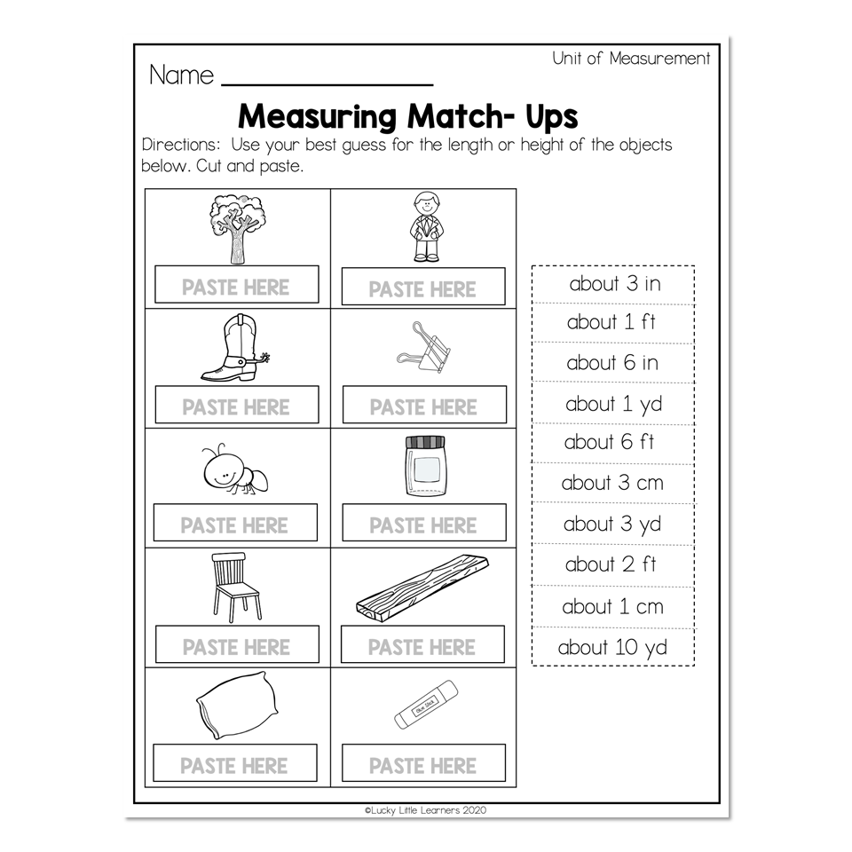 2nd Grade Math Worksheets Measurement Unit Of Measurement 