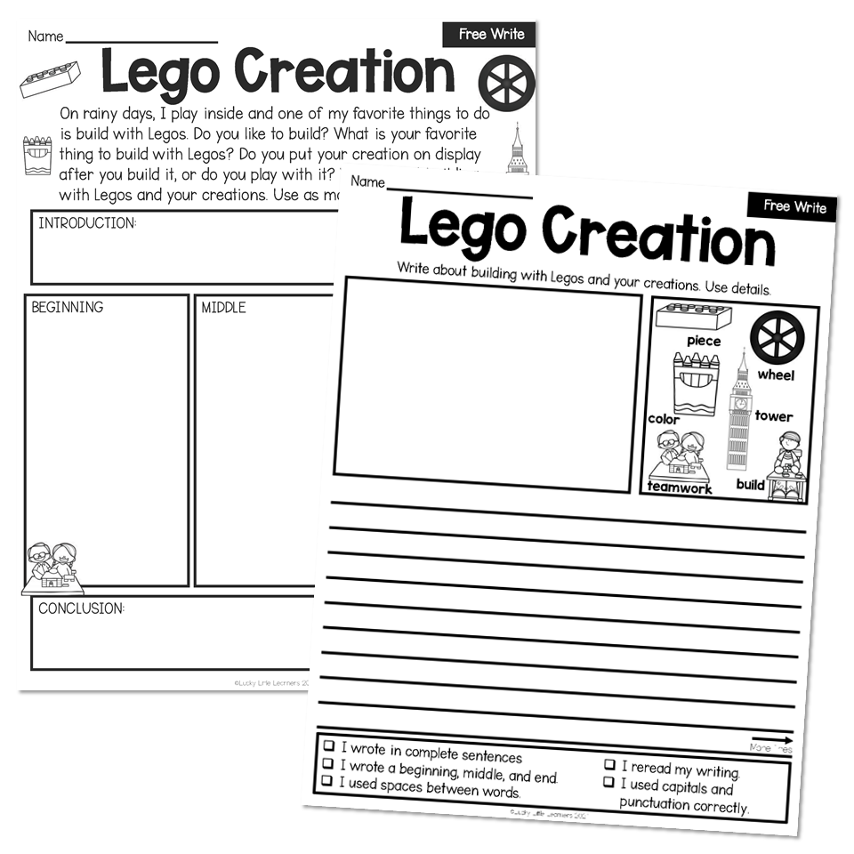 2nd Grade October Writing Pages Free Write Lego Creation 