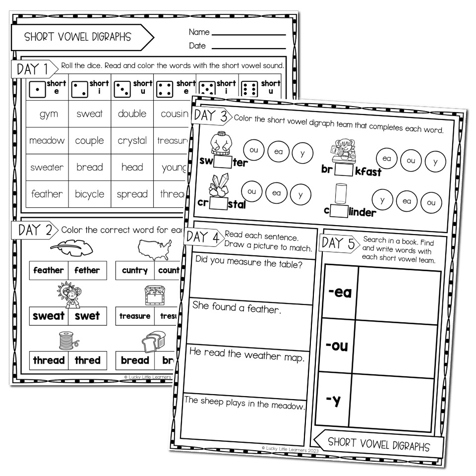 2nd Grade Phonics Worksheets Short Vowel Digraphs Worksheets Library