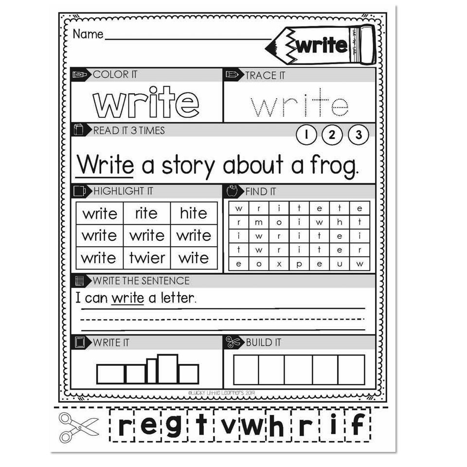 2nd Grade Sight Word Worksheets Write Lucky Little Learners