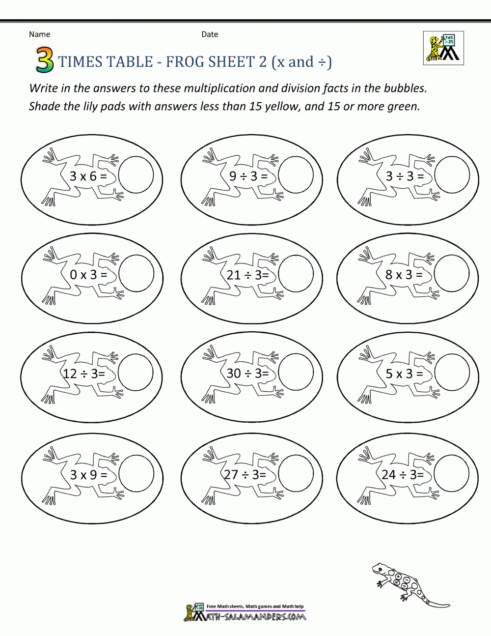 Free Printable 3x Table Worksheets