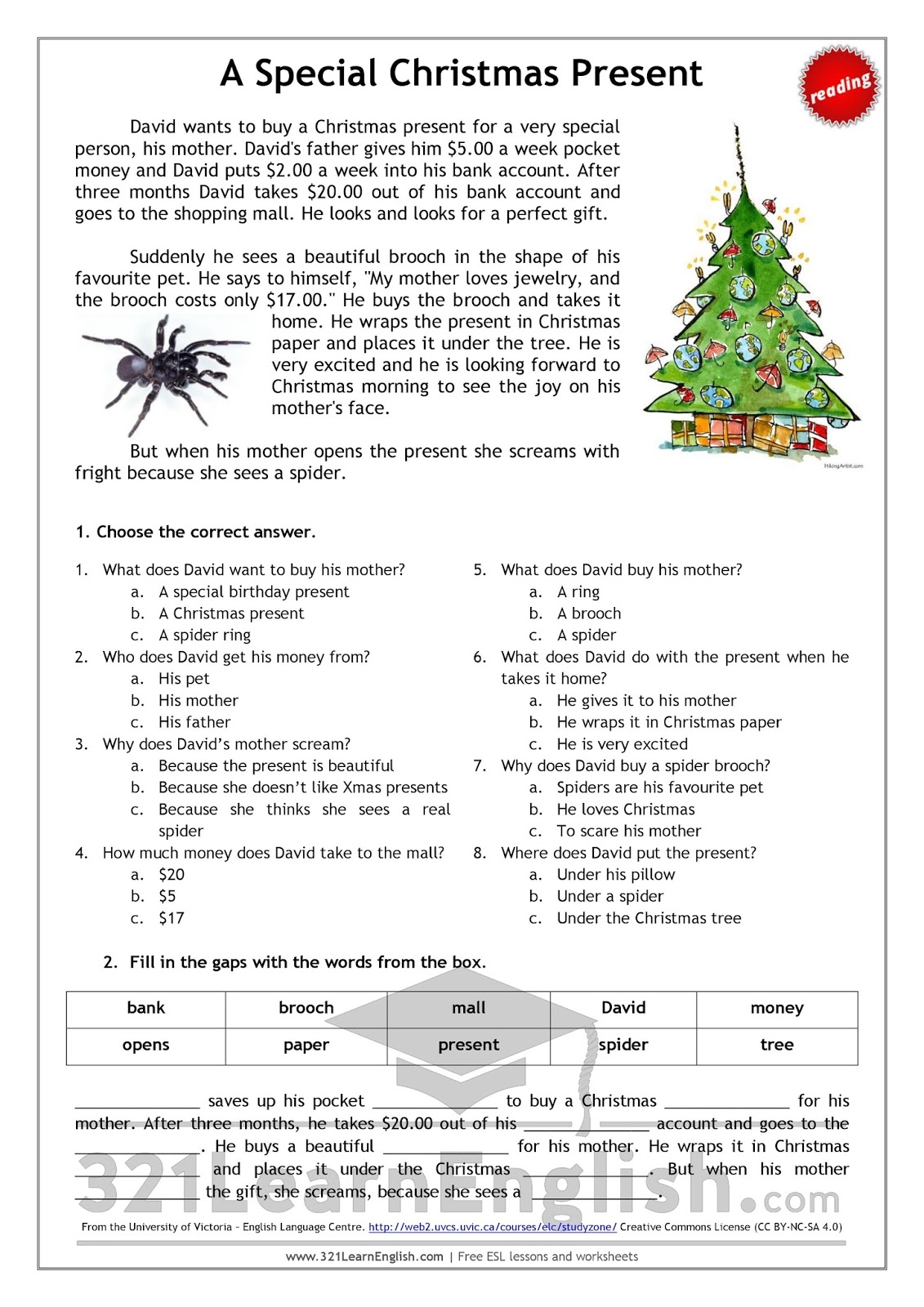 321 Learn English Reading A Special Christmas Present Level 