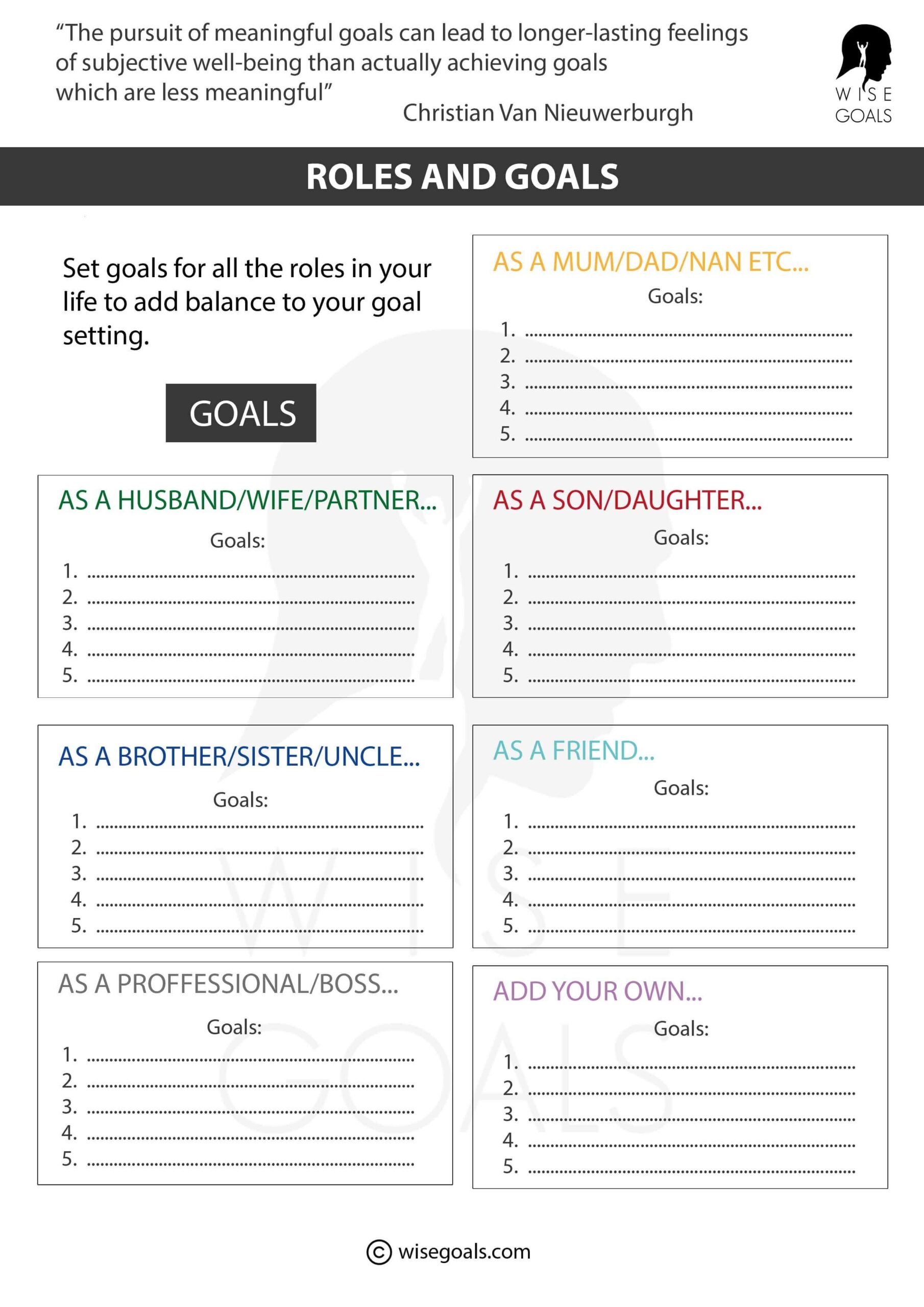 Free Printable Goal Setting Worksheet Ruth