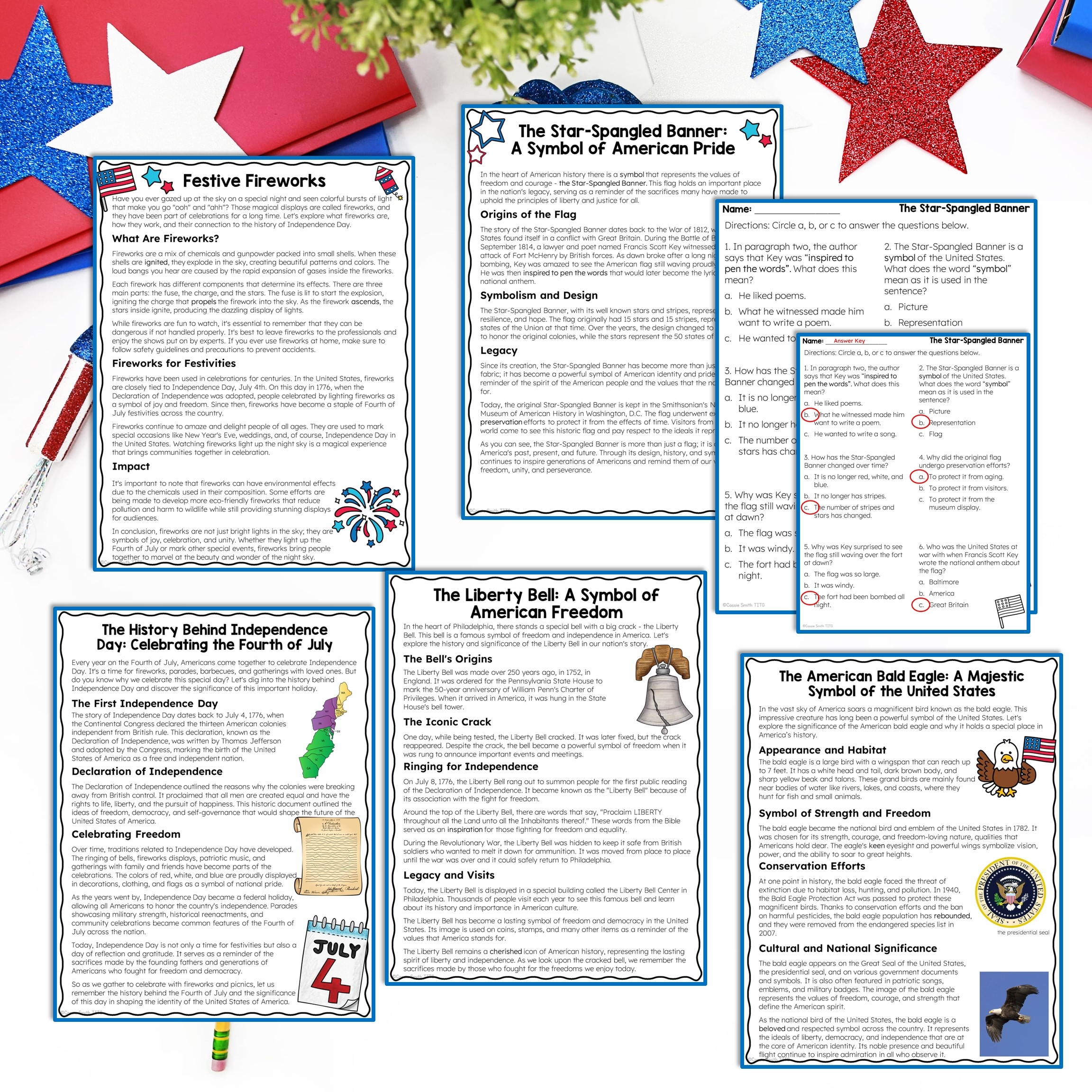 4th Of July Summer Reading Passages With Comprehension Questions Thrifty In Third Grade