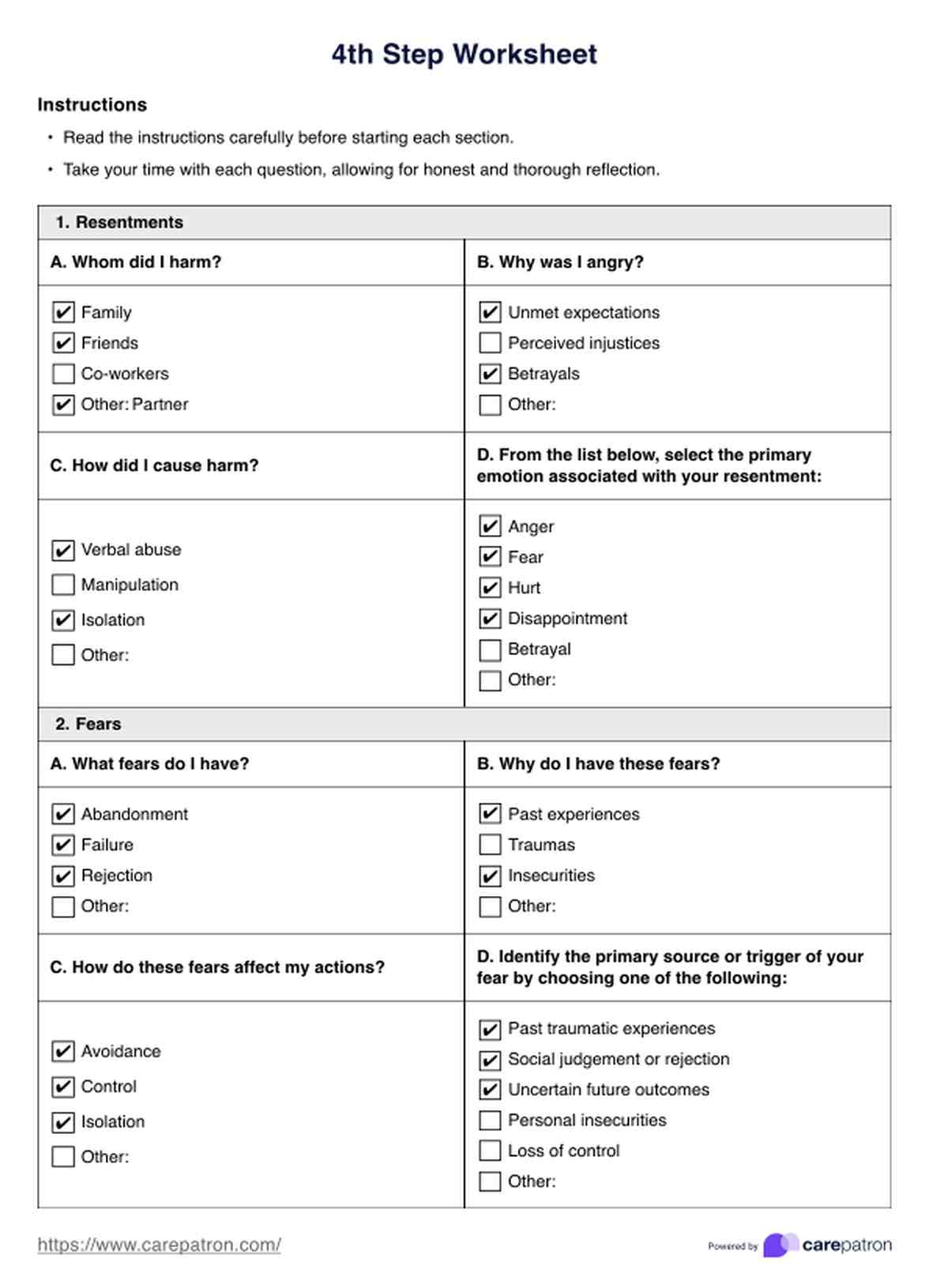 Free Printable 12 Step Worksheets