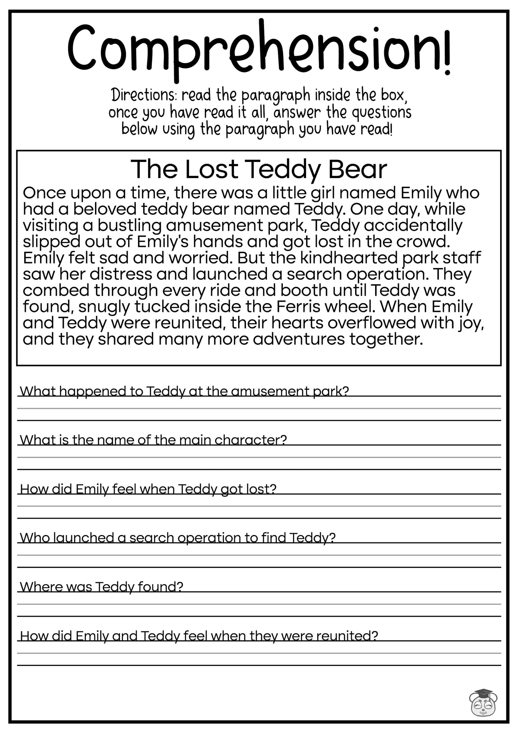 5 Printable Reading Comprehension English Worksheets ages 4 7 