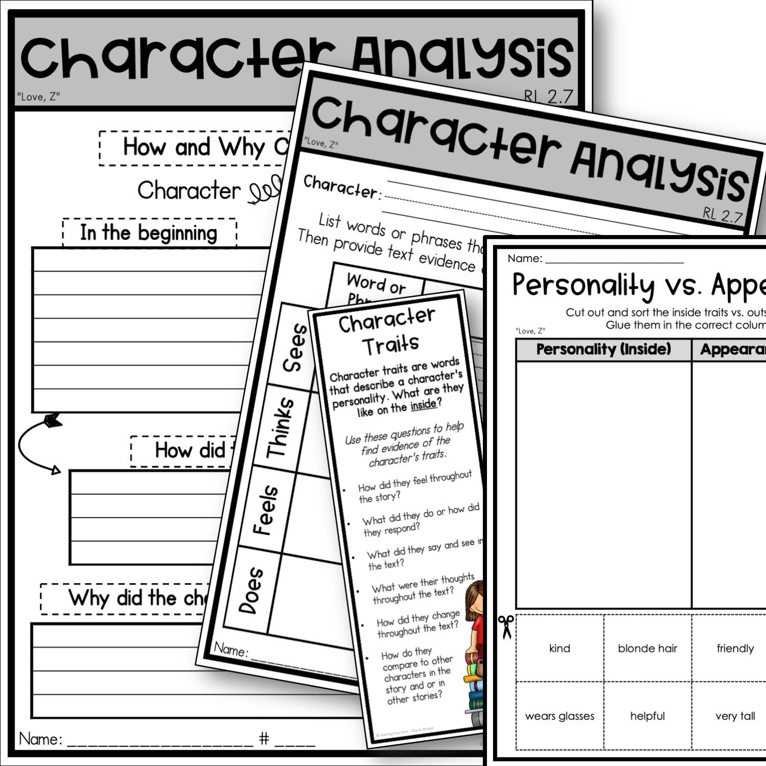 Character Analysis Reading Comprehension Worksheet