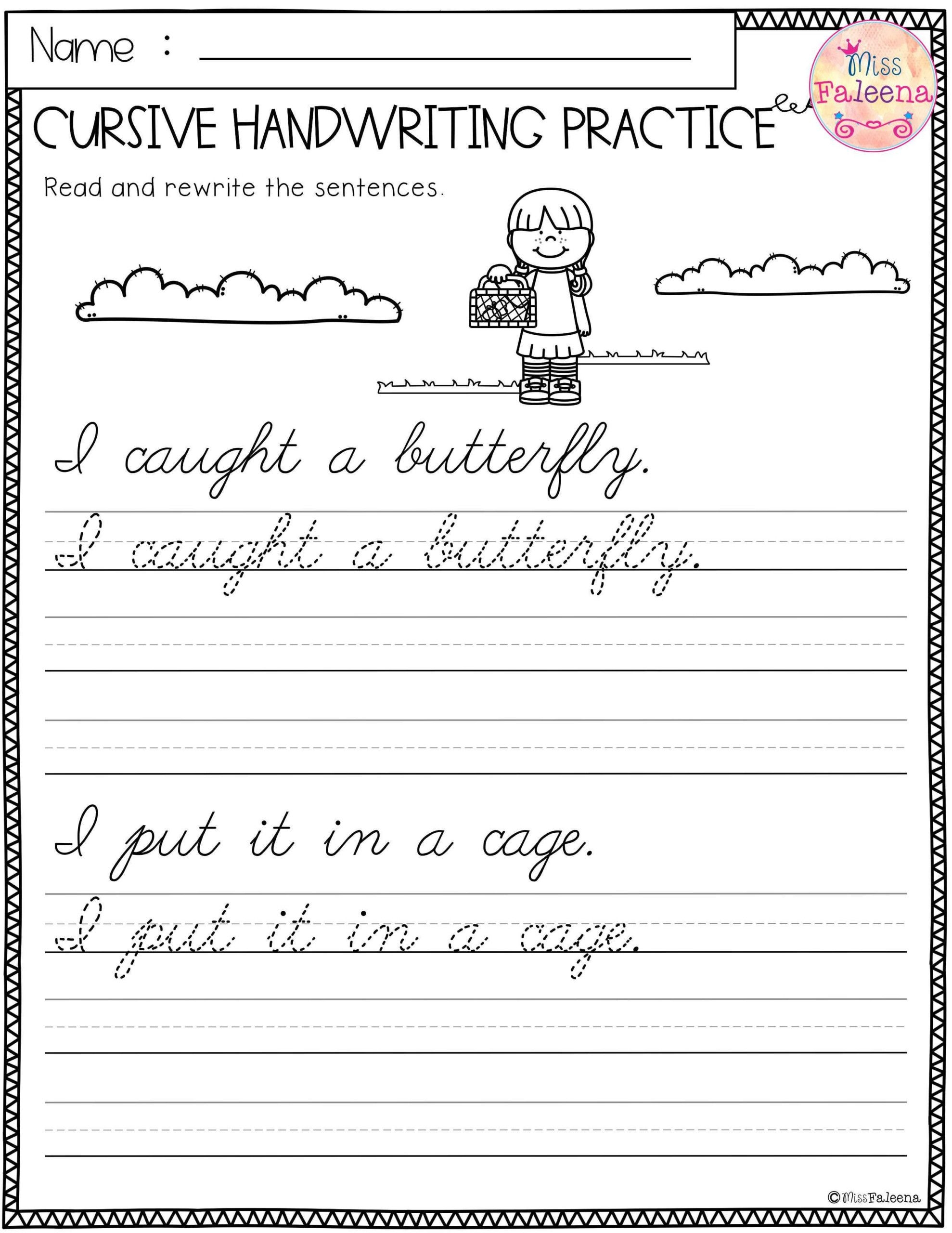50 Cursive Writing Worksheets Alphabet Letters Sentences 