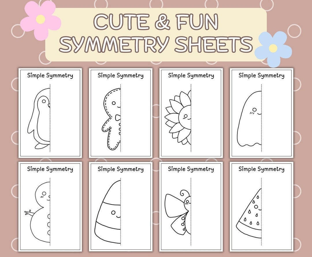 50 Symmetry Drawing Worksheets Preschool Homeschool Fine Motor Skills Printable Symmetry Art Early Finishers First Grade Activities Etsy