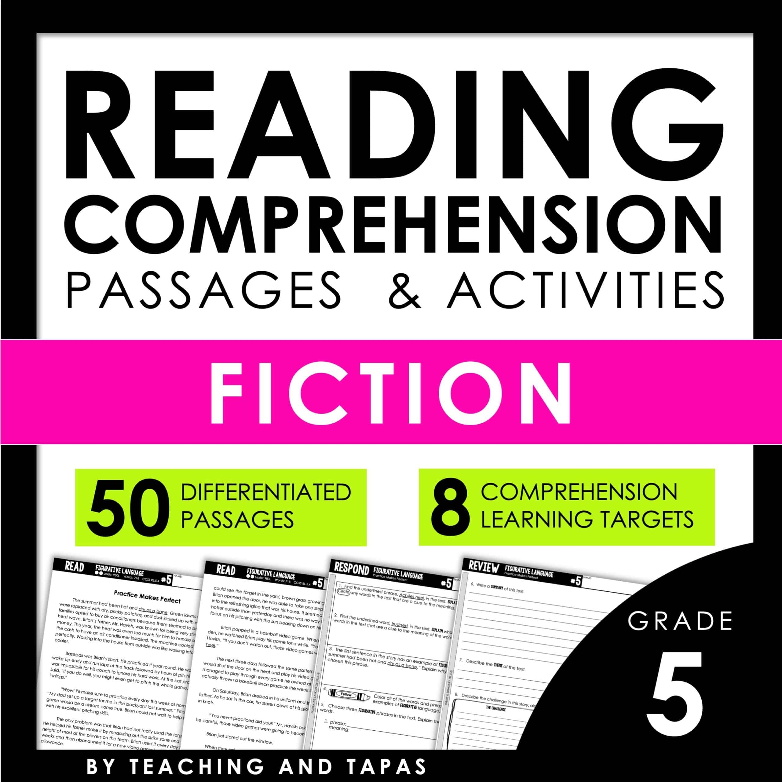 5th Grade Fiction Reading Comprehension Worksheets