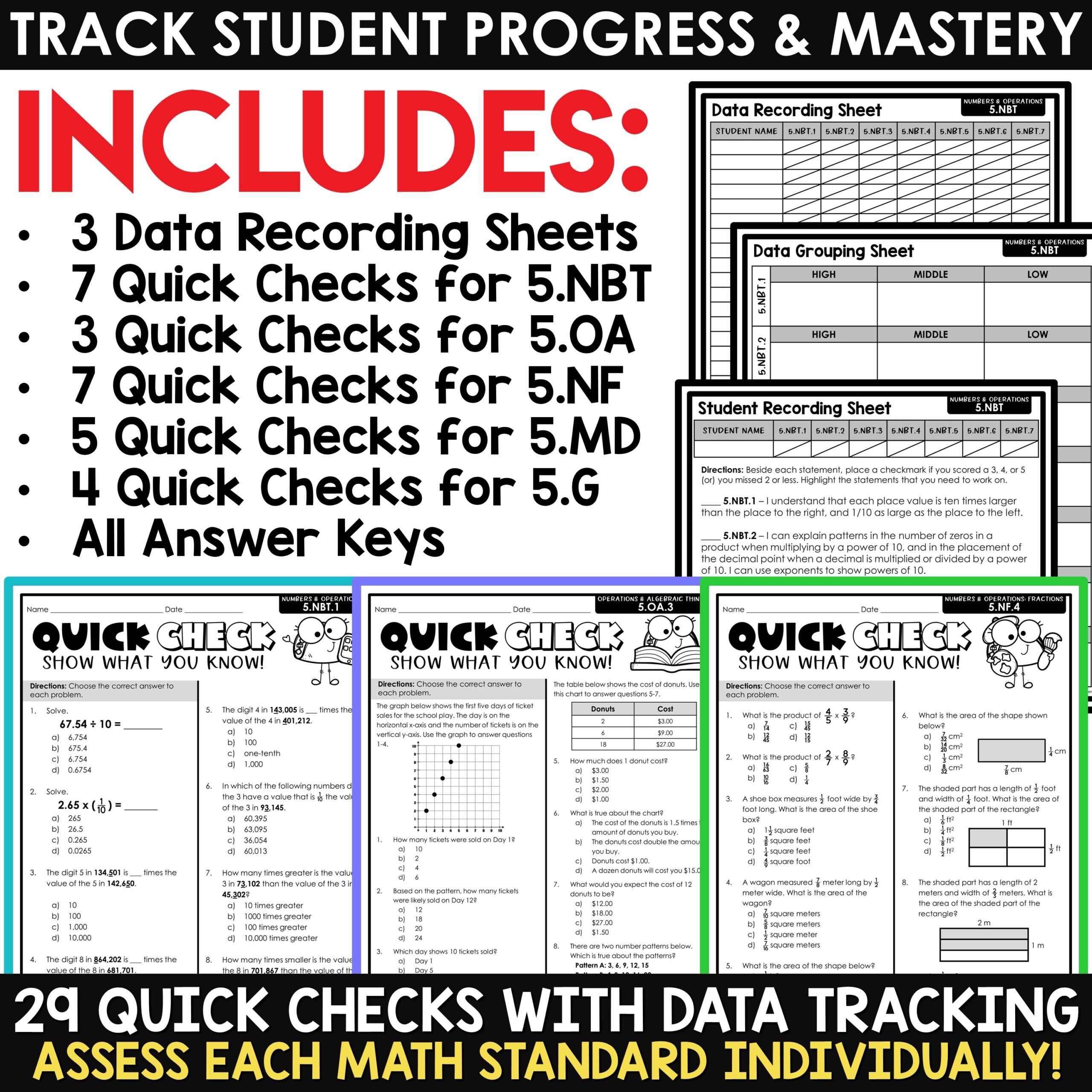 5th Grade Math Review And Reading Comprehension Passages And Questions BUNDLE A Love Of Teaching Kim Miller