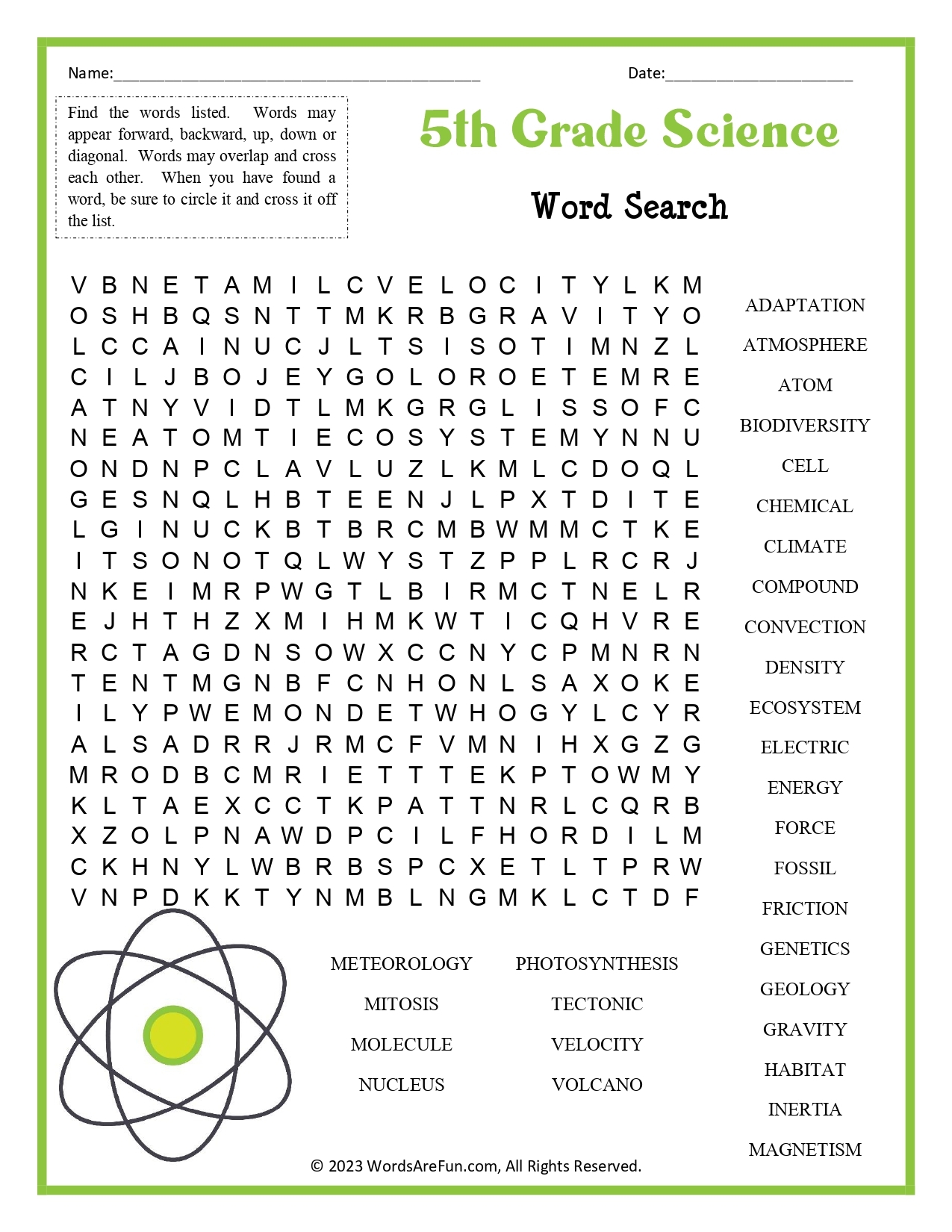 5th Grade Science Free Printable Worksheets