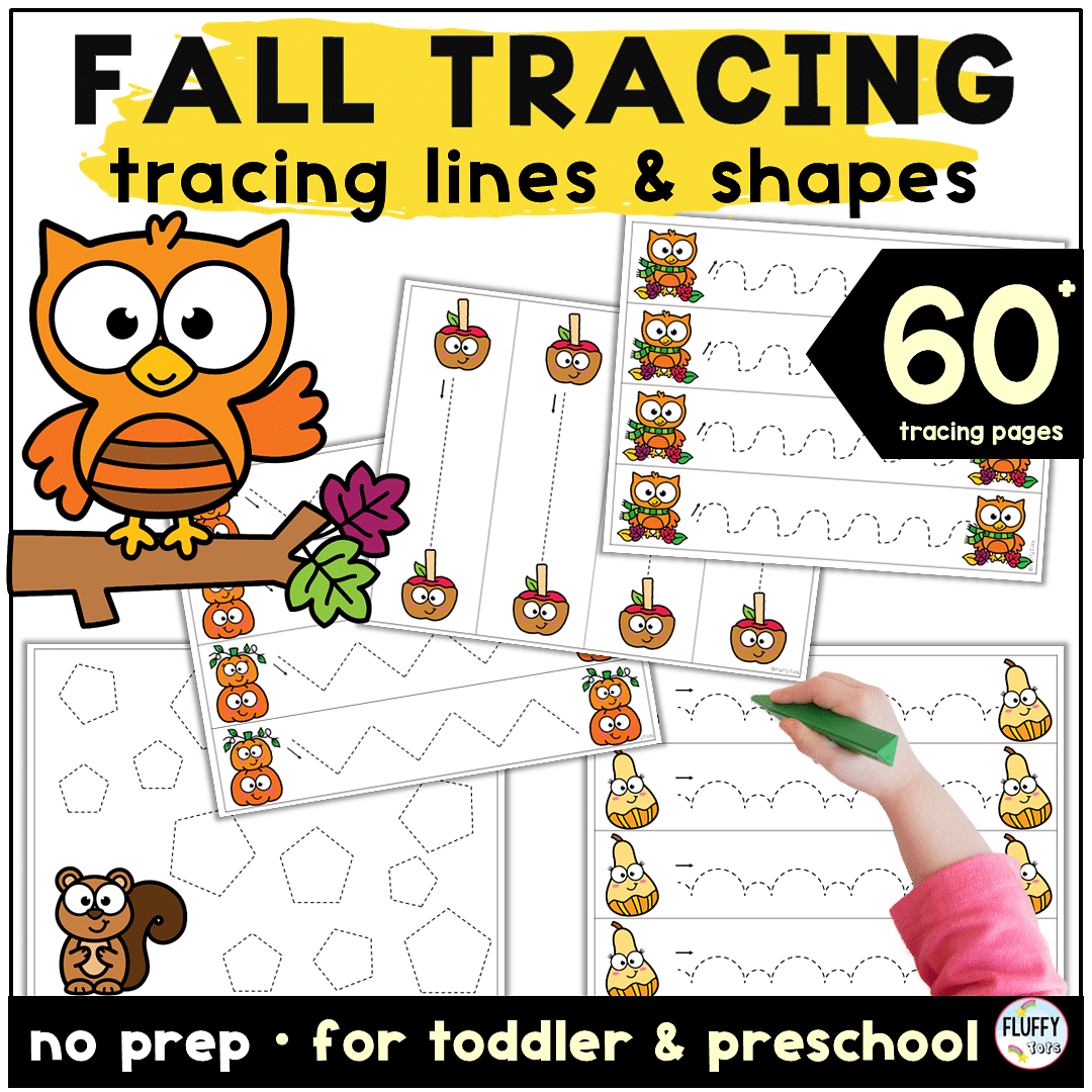 60 Fun Pages Of Fall Tracing Pages For Toddler And Preschool Kids FluffyTots