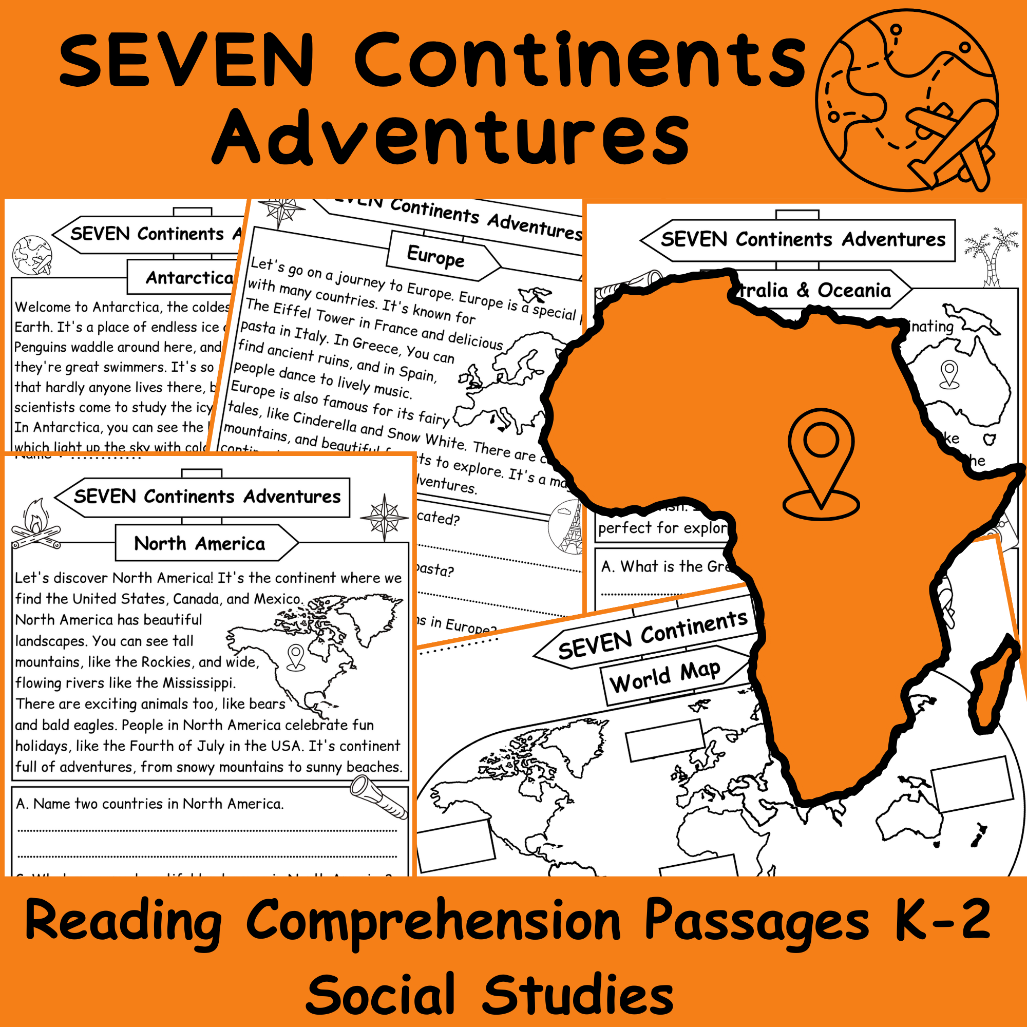 Continents Reading Comprehension Worksheets