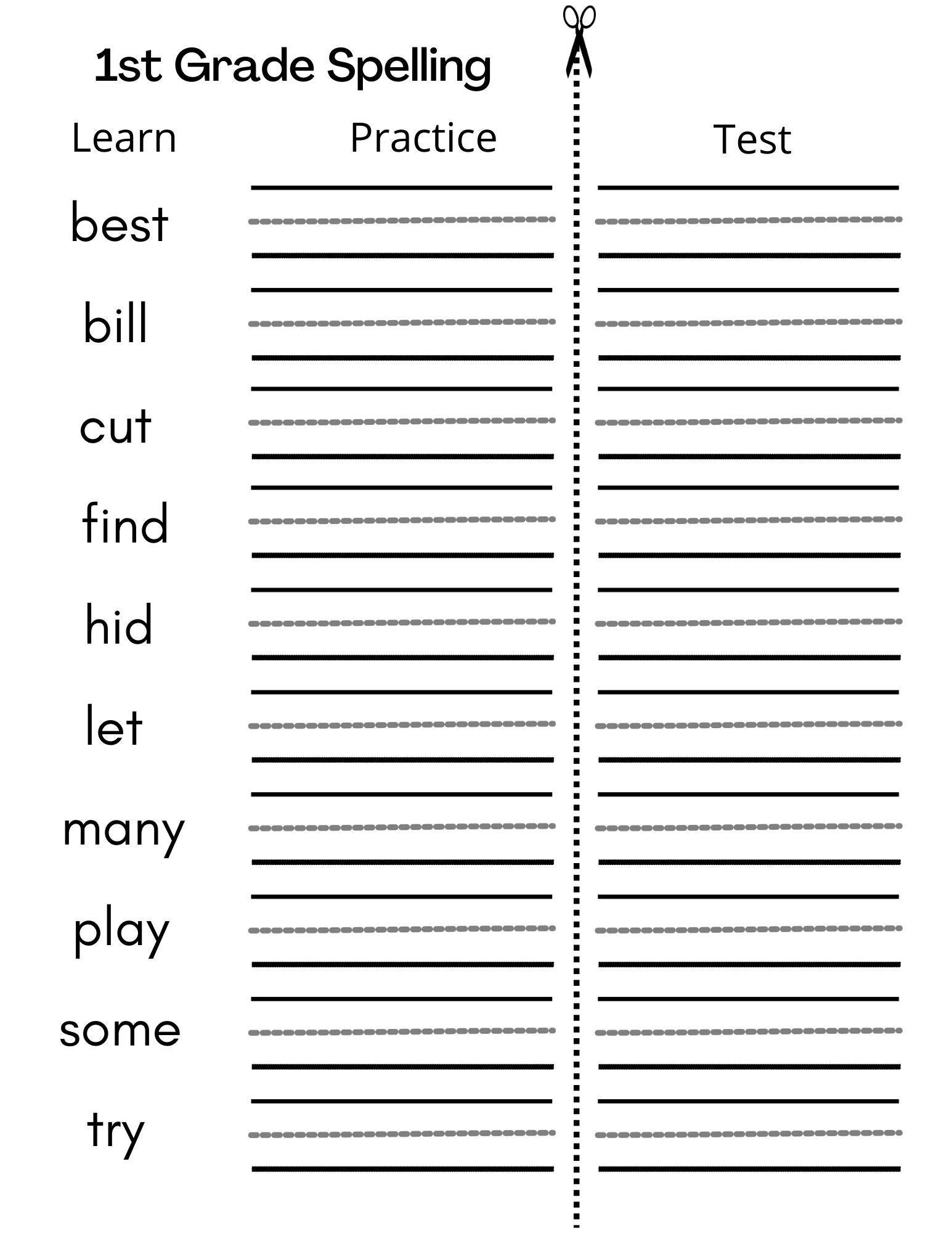 Spelling Free Printable Worksheets