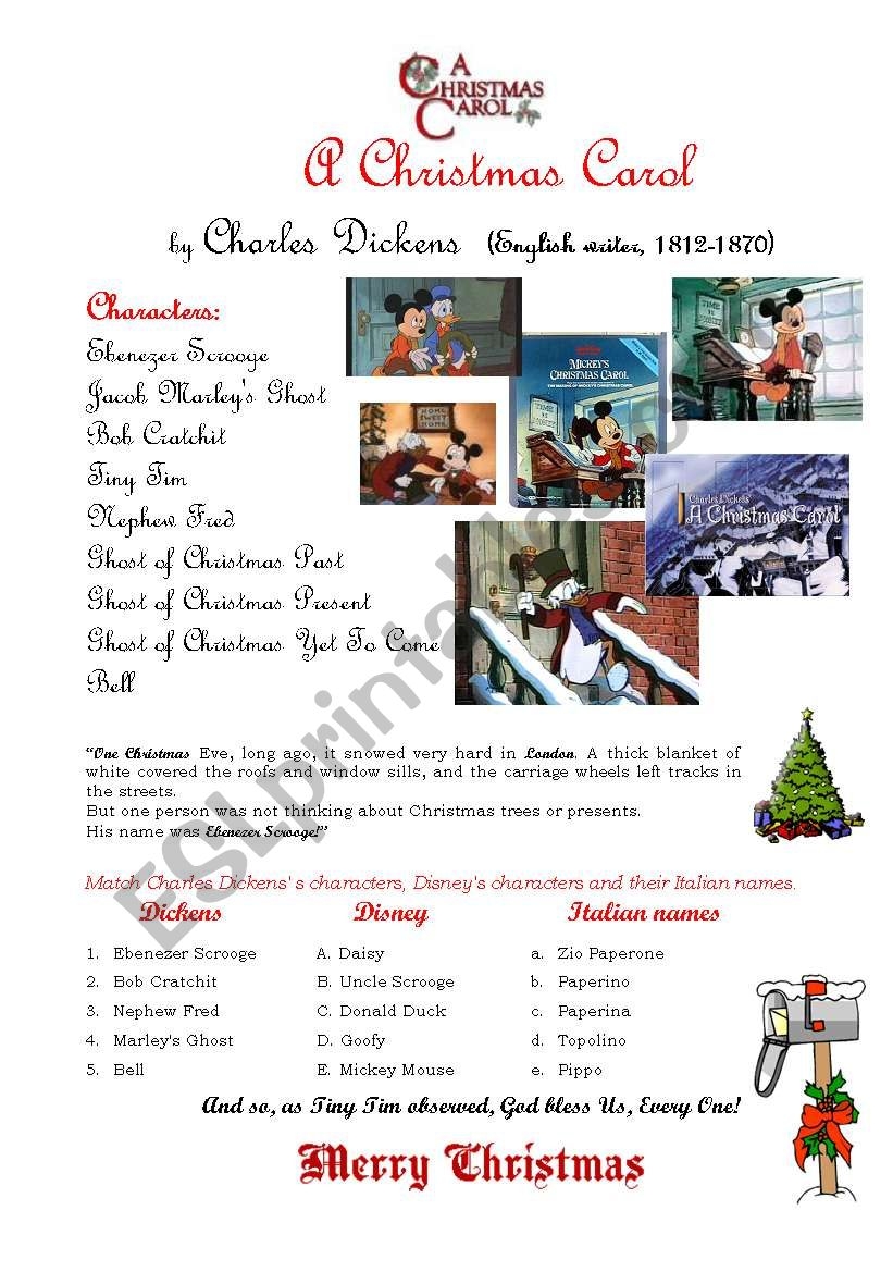 A Christmas Carol ESL Worksheet By Customer