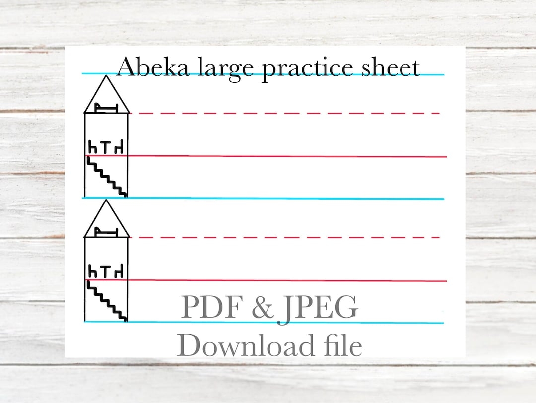 Abeka Large Writing Tablet Practice Sheet JPEG Upstairs 