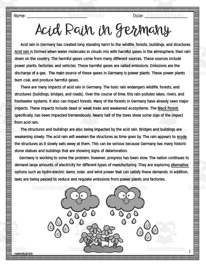 Acid Rain In Germany Reading Packet