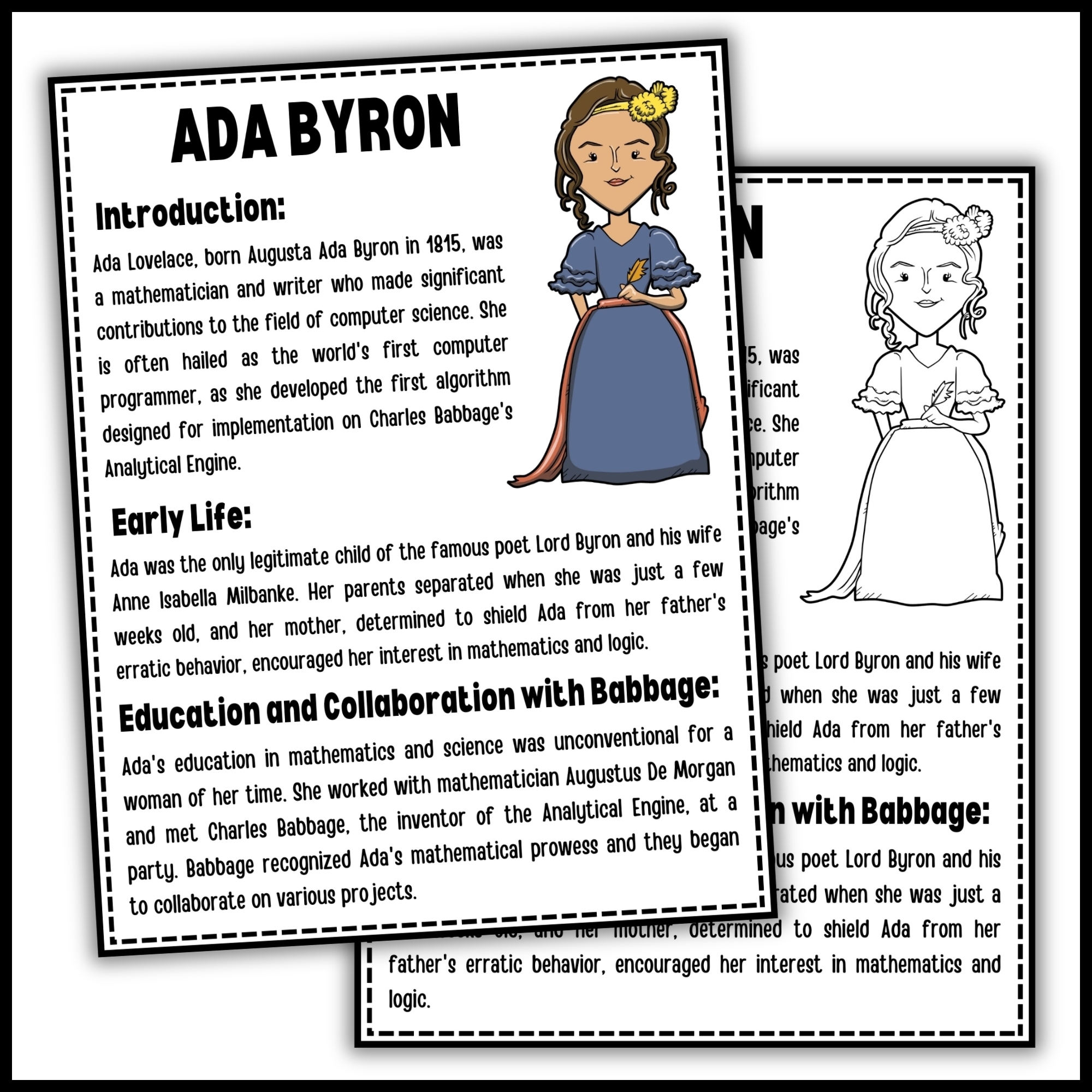 Ada Byron Reading Comprehension Passage Women In STEM History Month Made By Teachers