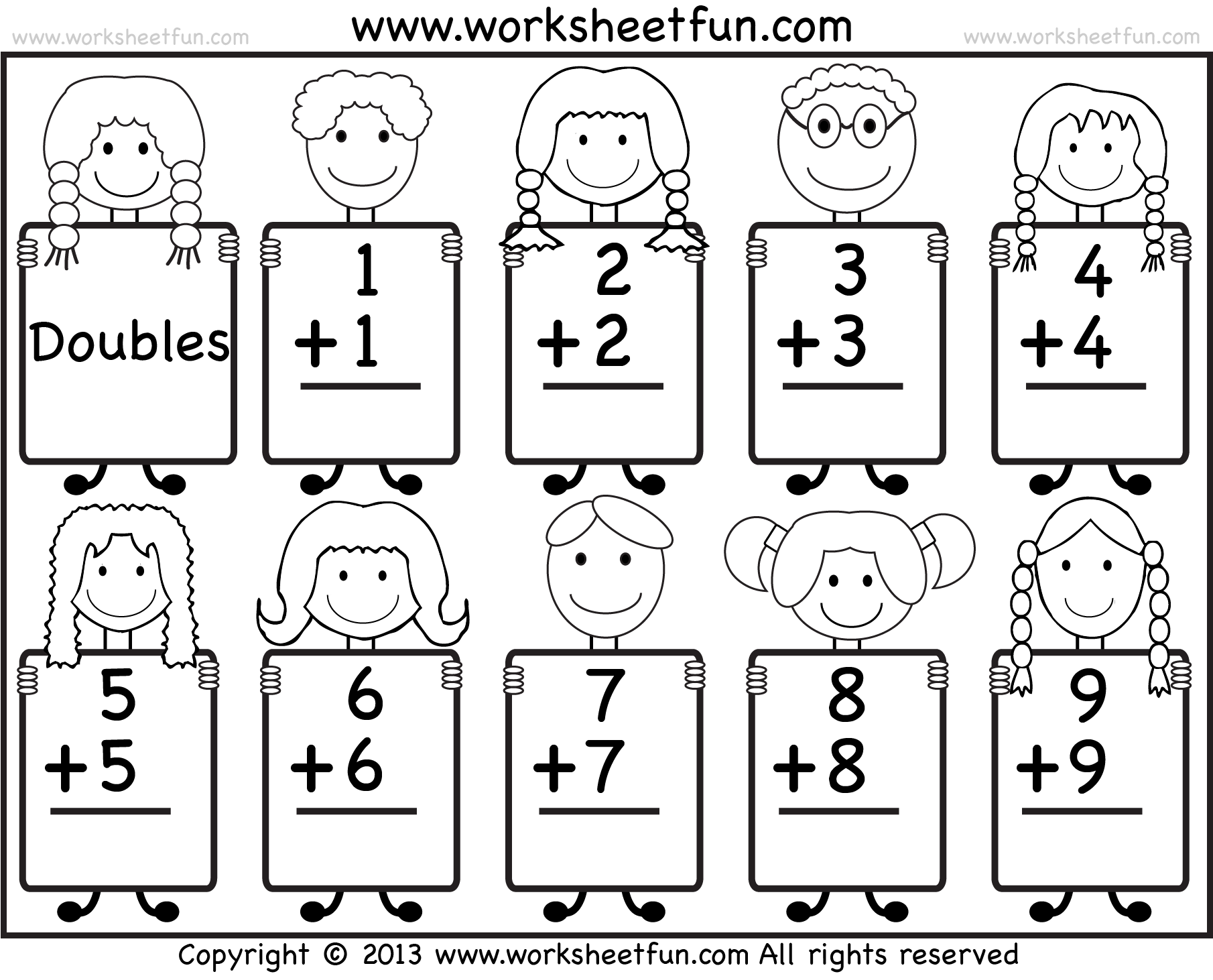 Addition Doubles Facts Beginner Addition Worksheet FREE Worksheets Library
