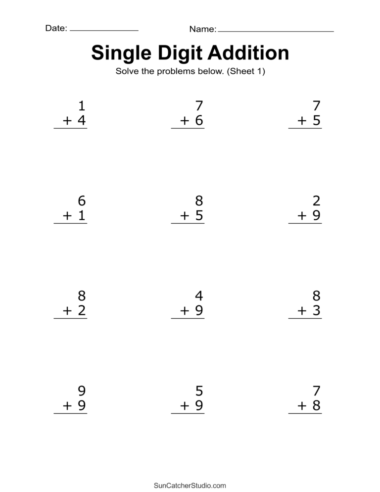Addition Worksheets Free Printable Easy Math Problems DIY Worksheets Library