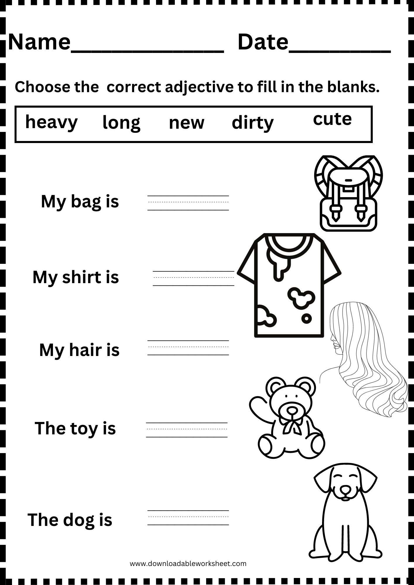 Worksheet Adjective Review Free Printable