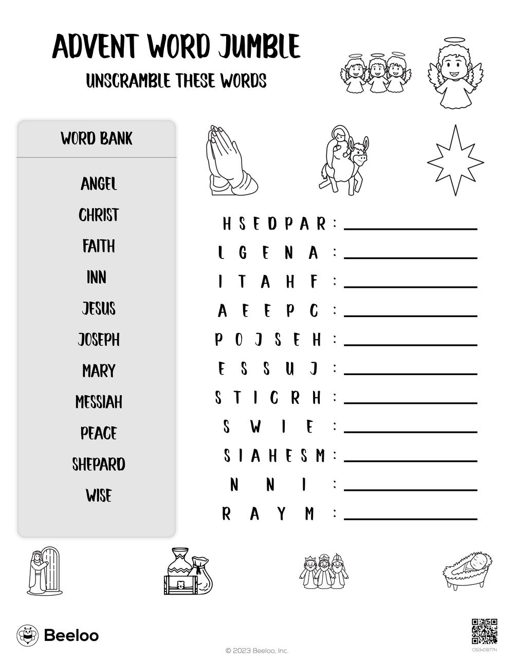 Free Printable Advent Worksheet